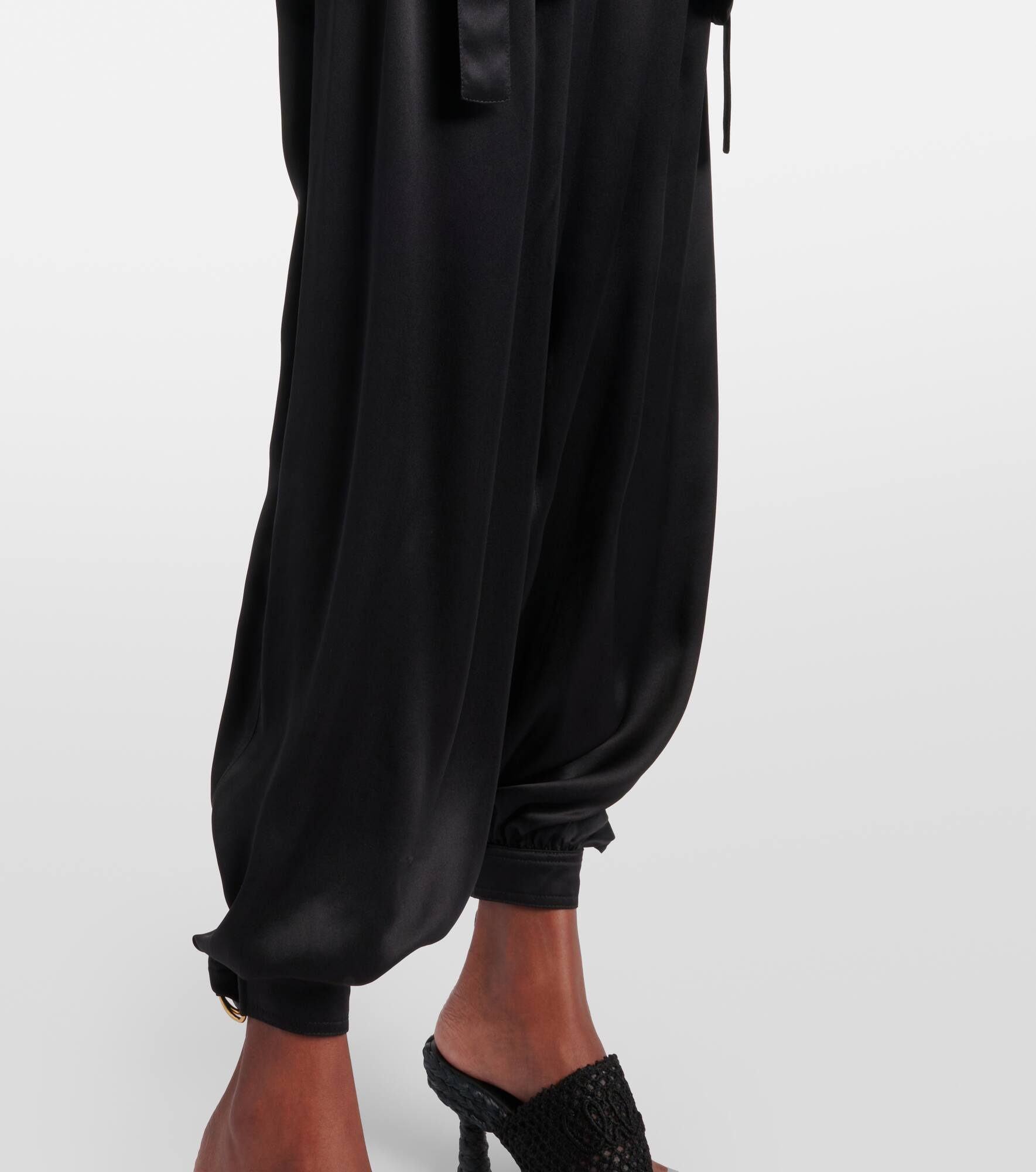 High-rise silk satin cargo pants - 5