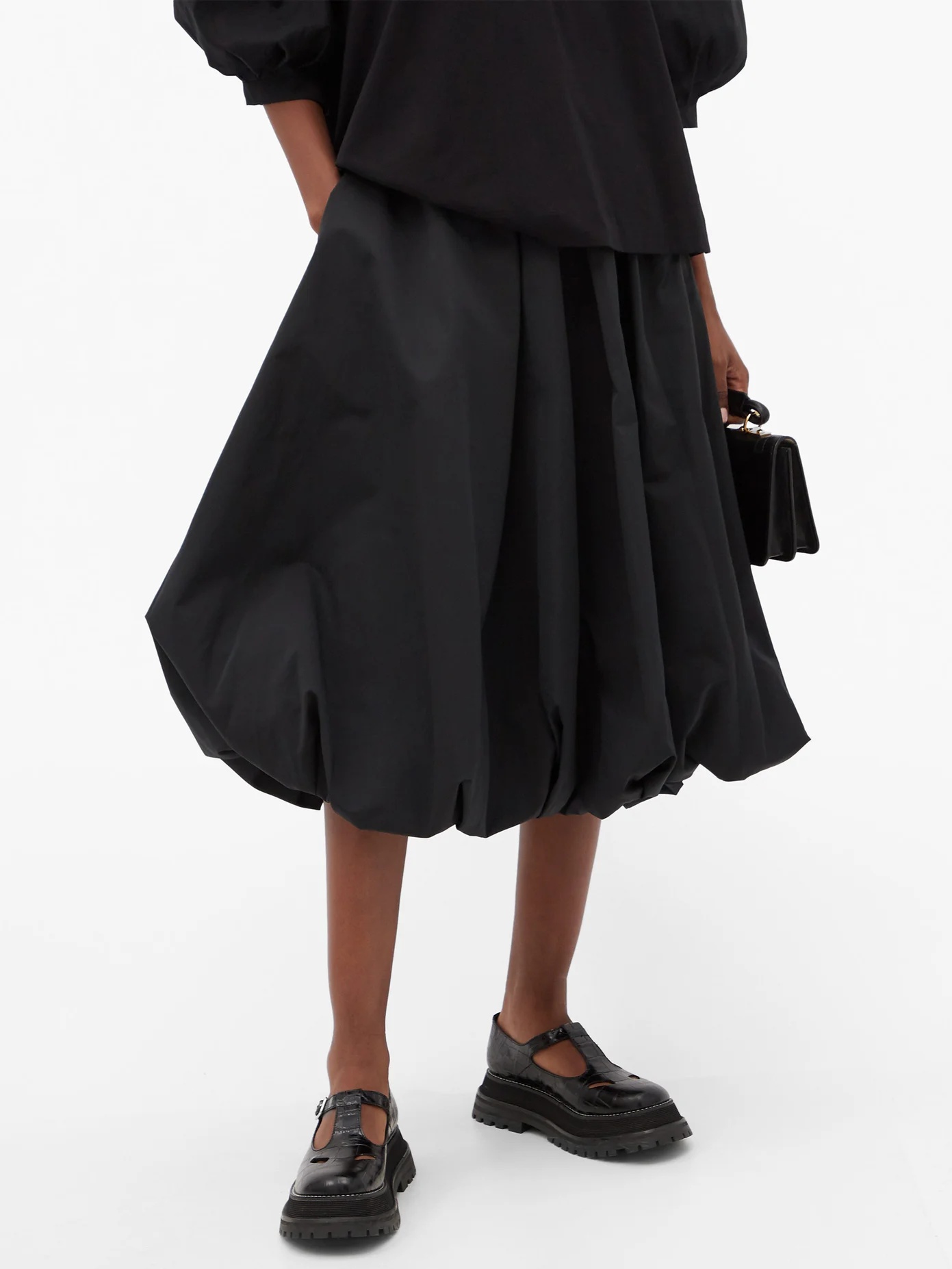 Sash-waist taffeta bubble-hem skirt - 6