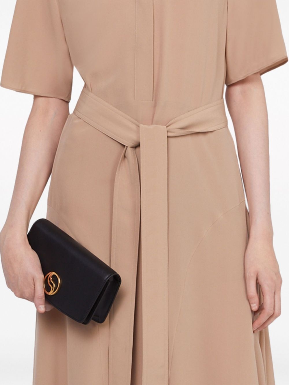 silk shirt midi dress - 4