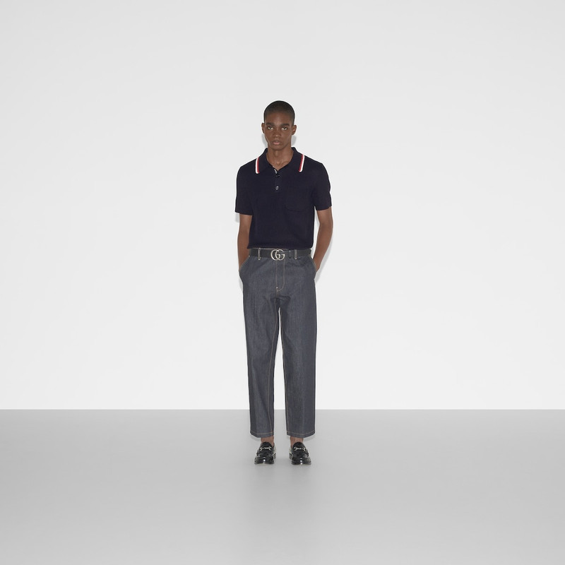 GUCCI Rib stitch cotton polo shirt outlook