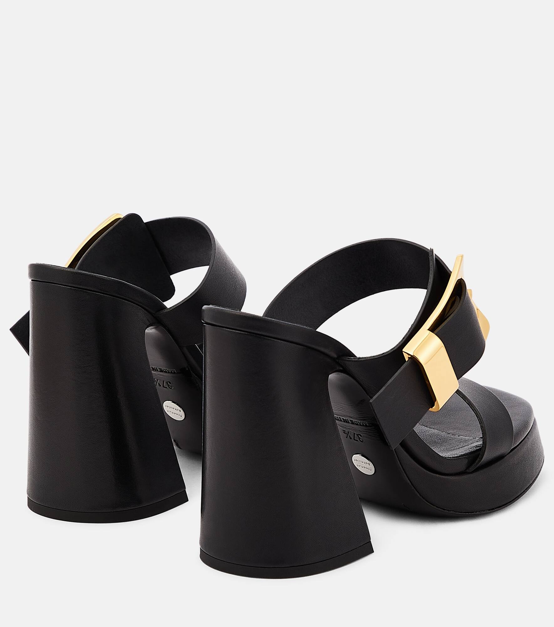 Buckle Slide leather platform mules - 3