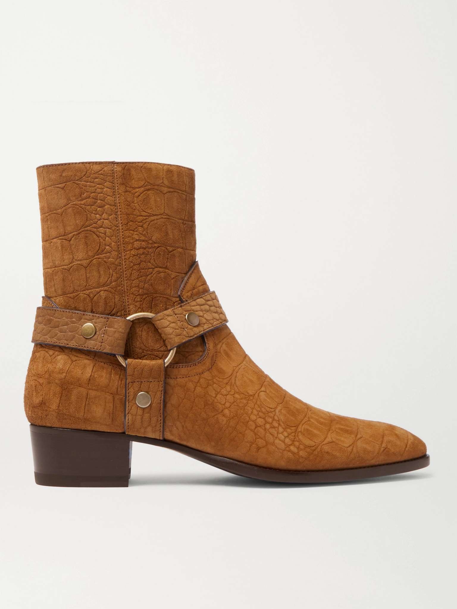 Wyatt 40 Croc-Effect Suede Boots - 1