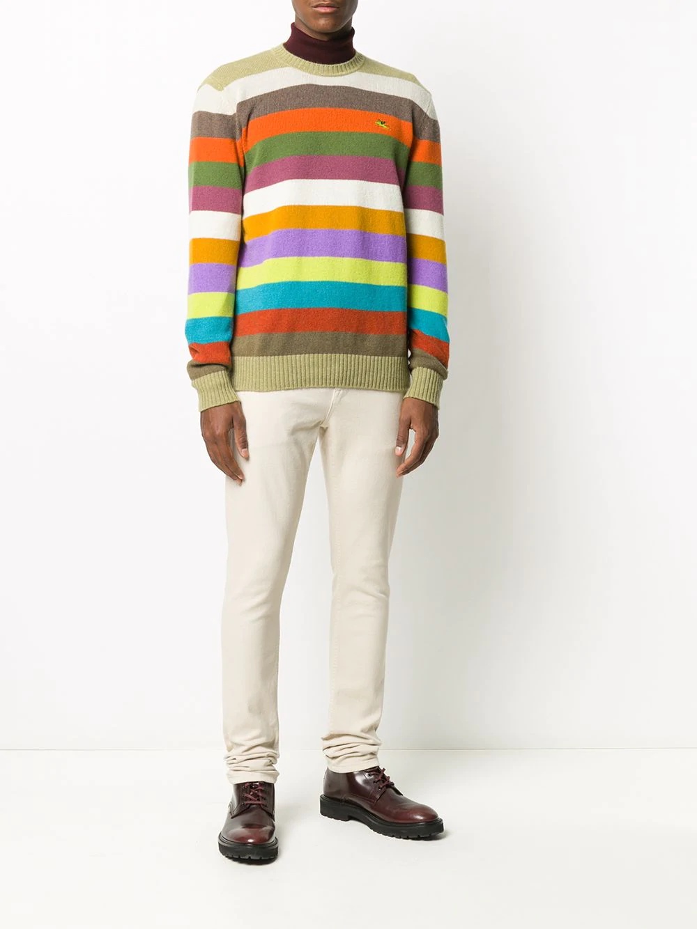 striped logo embroidered jumper - 2