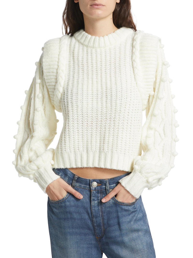 Women's Shaker-Stitch Cropped Sweater - Off White 3