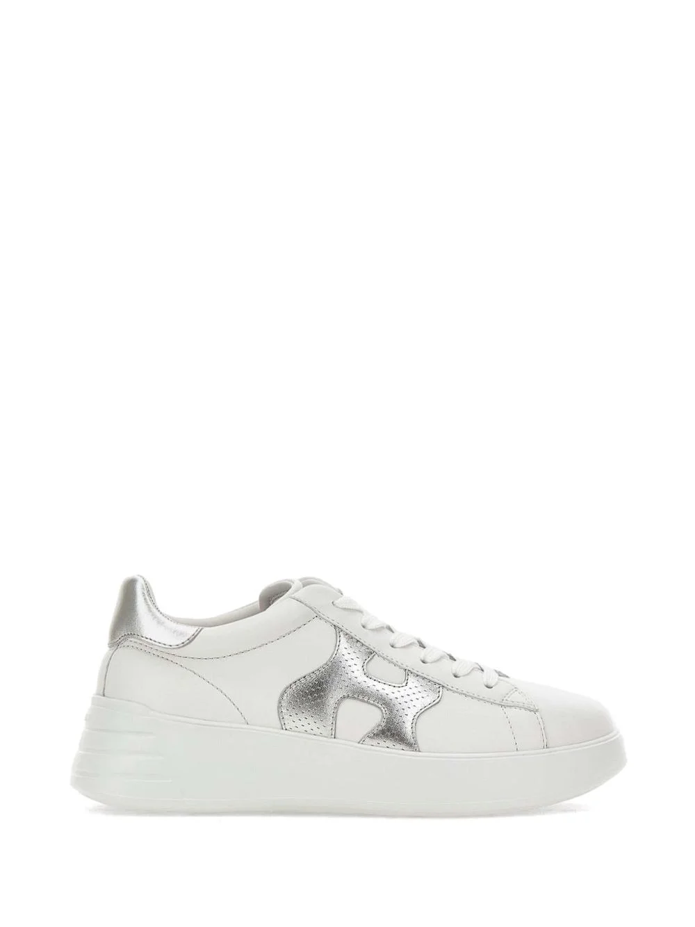 Rebel perforated silver logo trainers - 1