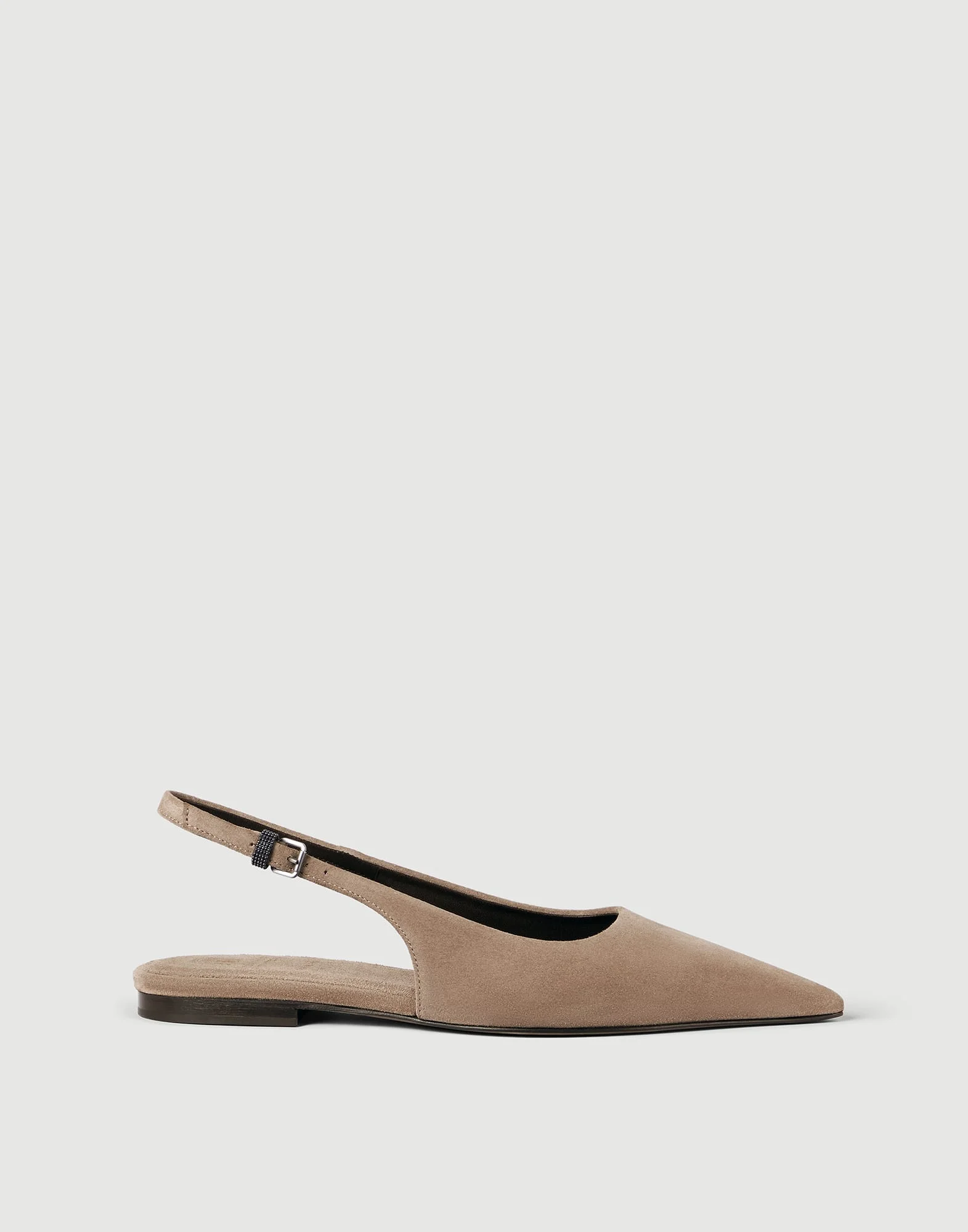 Suede slingback flats with shiny detail - 1
