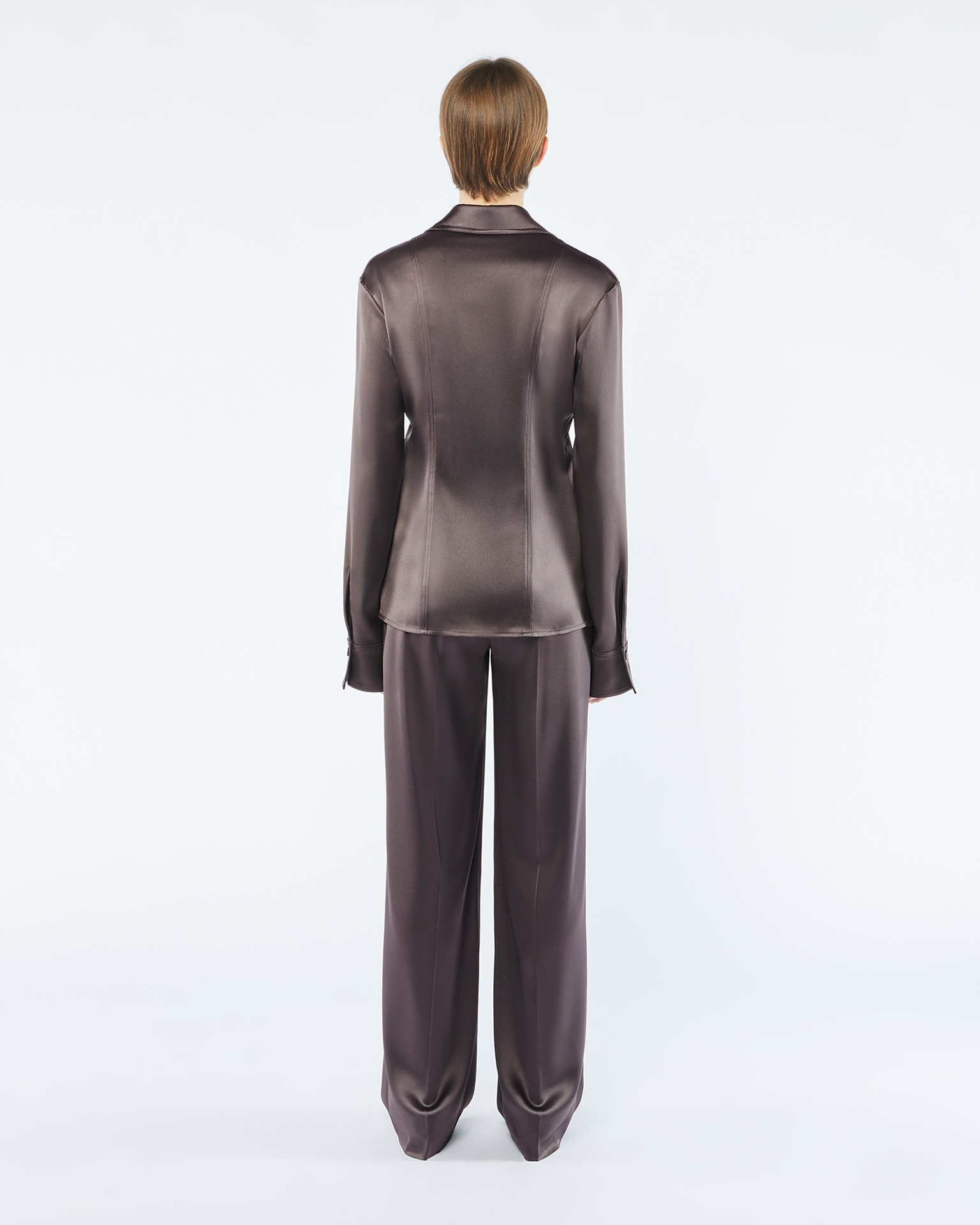 ELU - Slip satin shirt - Coffee bean - 5