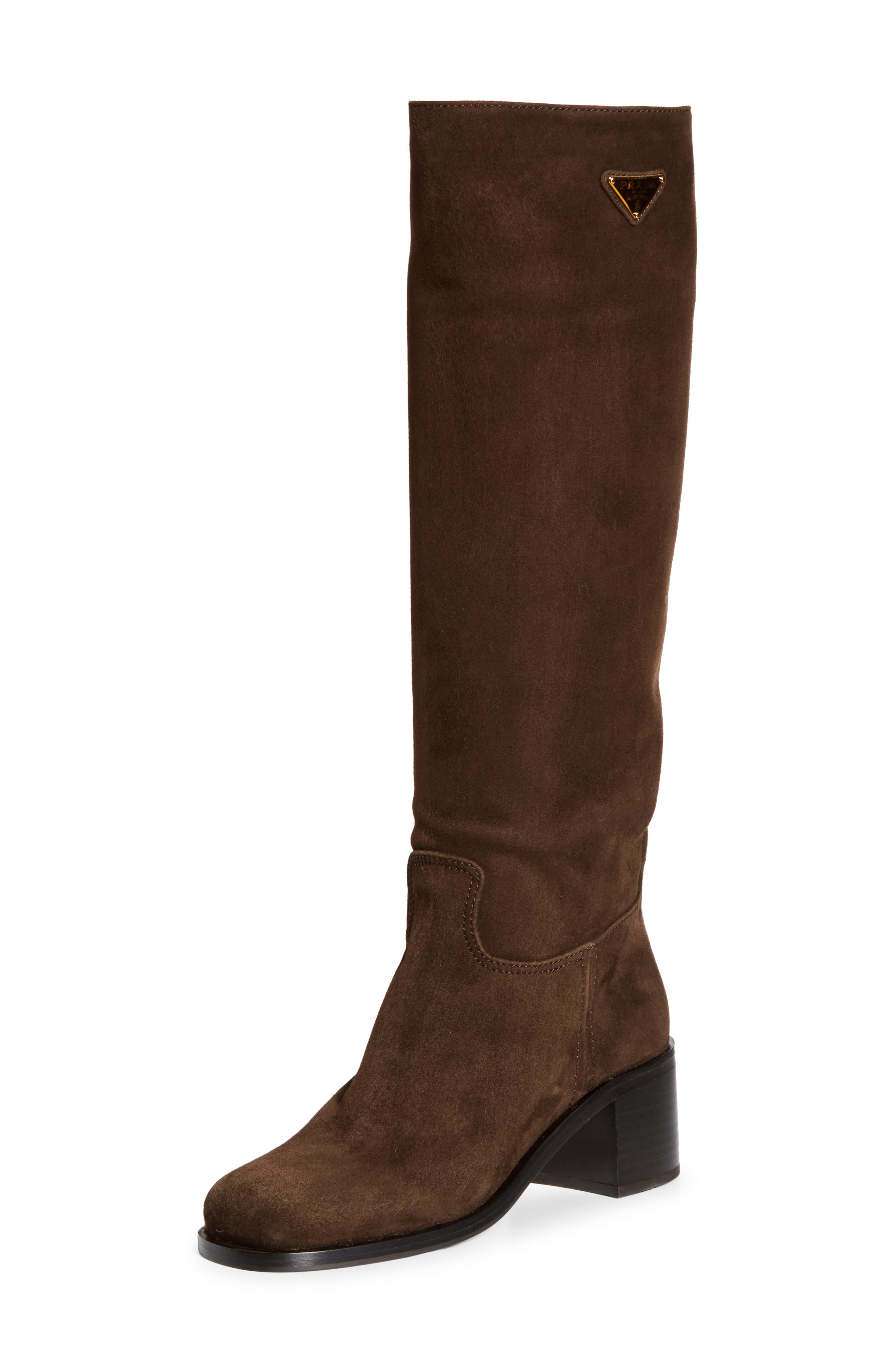 Prada Suede Knee High Boot in Moro at Nordstrom - 1