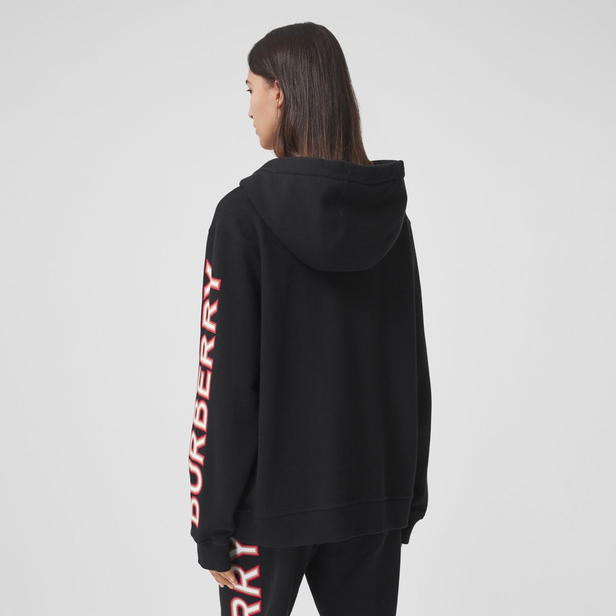 Logo Print Cotton Oversized Hooded Top - 4