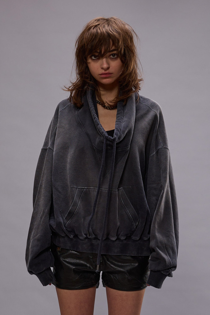 R13 FUNNEL NECK CROPPED POPOVER - NAVY outlook