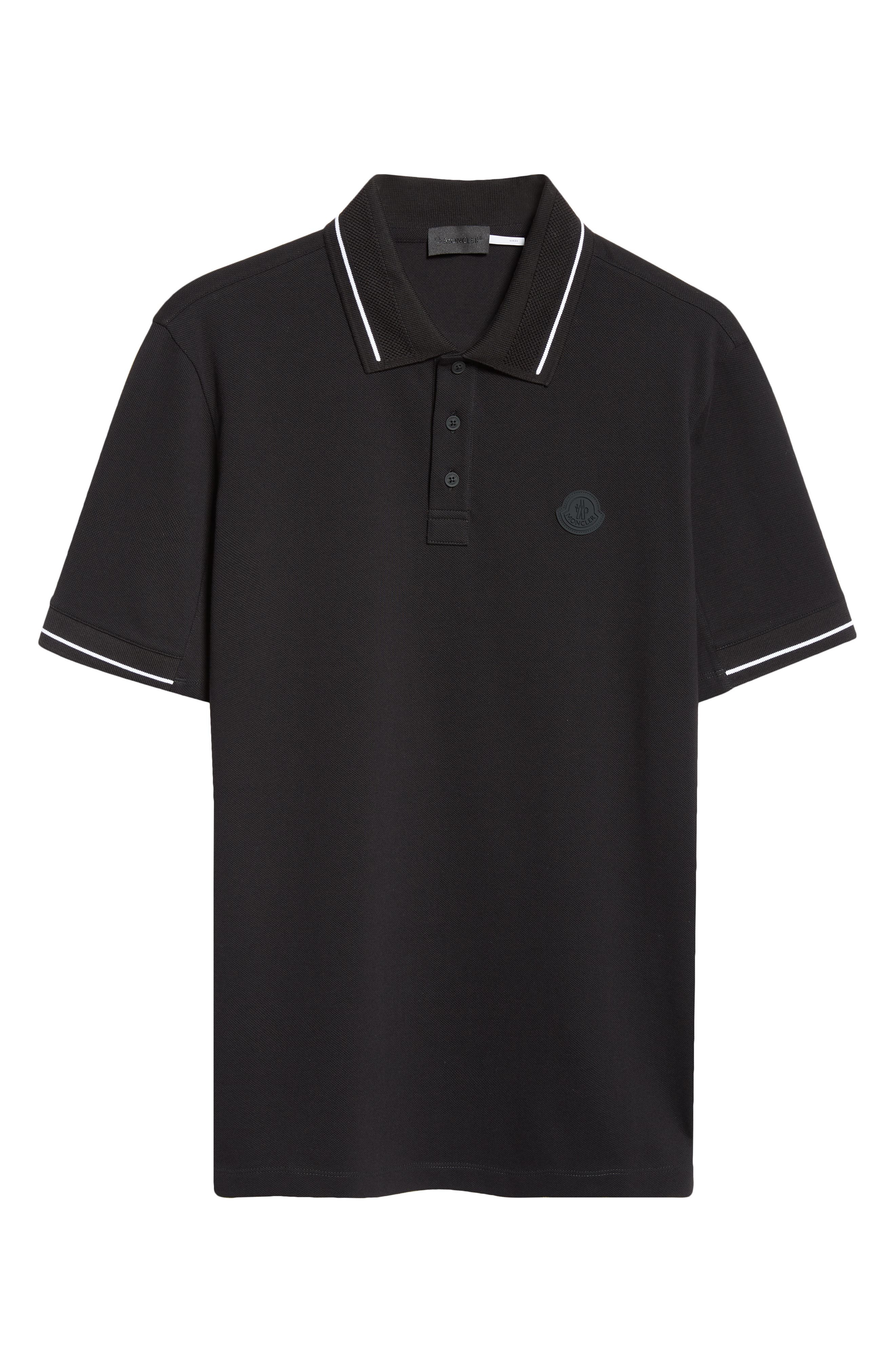 Moncler Tipped Cotton Piqué Polo in Black at Nordstrom - 5