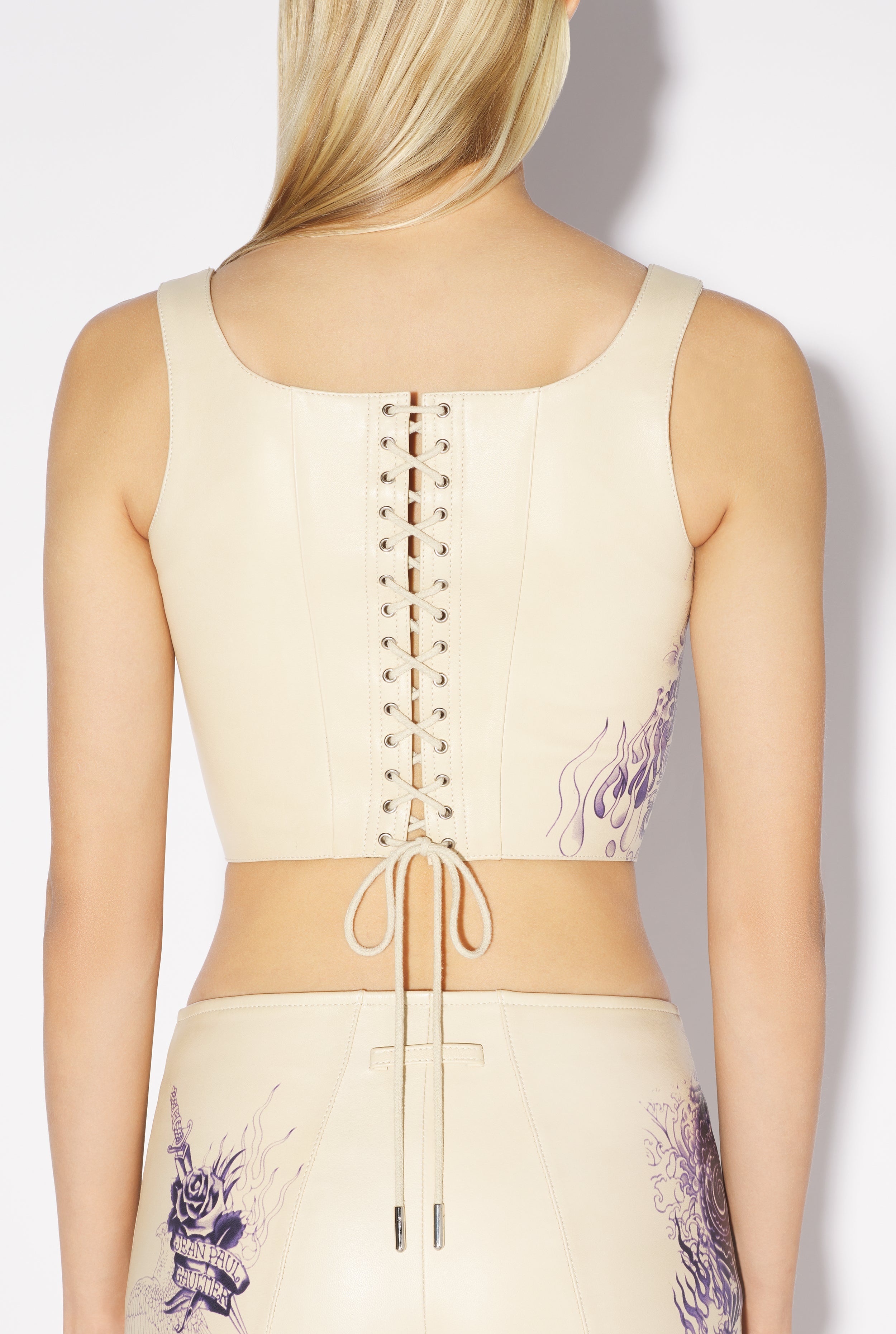 THE NUDE TATTOO LEATHER BUSTIER - 5