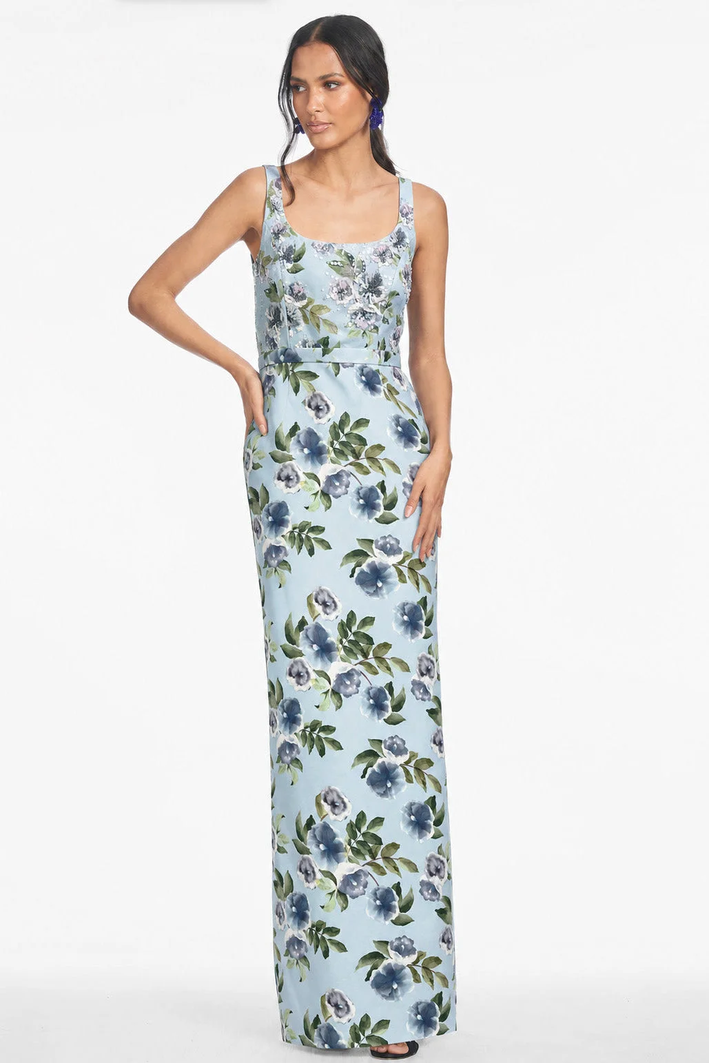EMBELLISHED LANA GOWN - SKY BLUE MORNING GLORY - 1