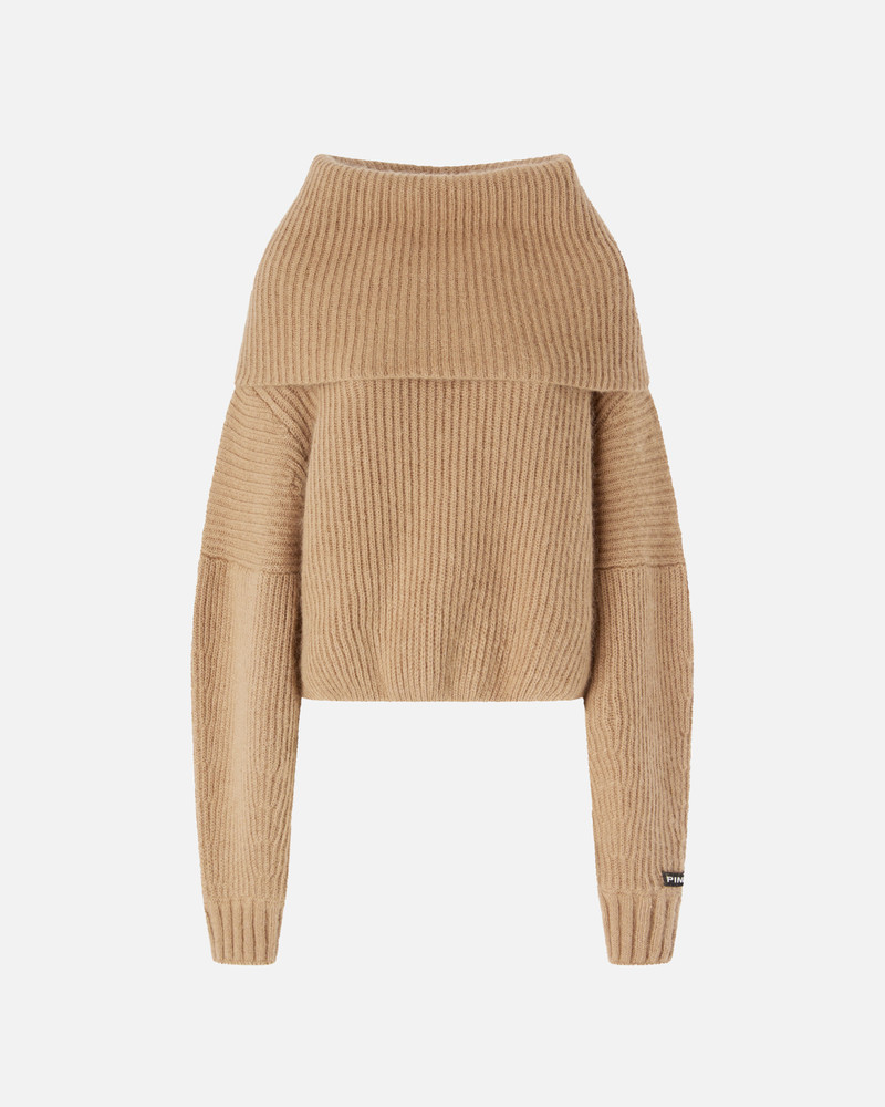 RIBBED PULLOVER WITH LARGE FOLD-OVER NECK 1