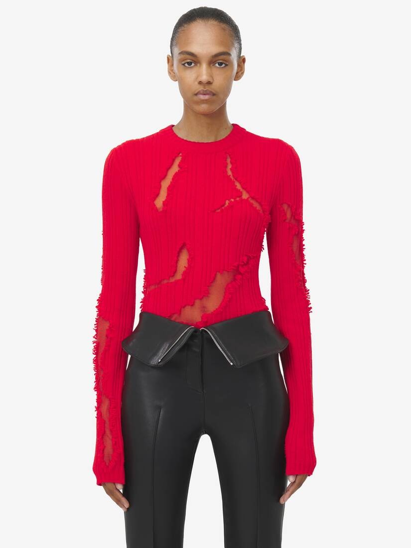 Distressed Ribbed Jumper - 2