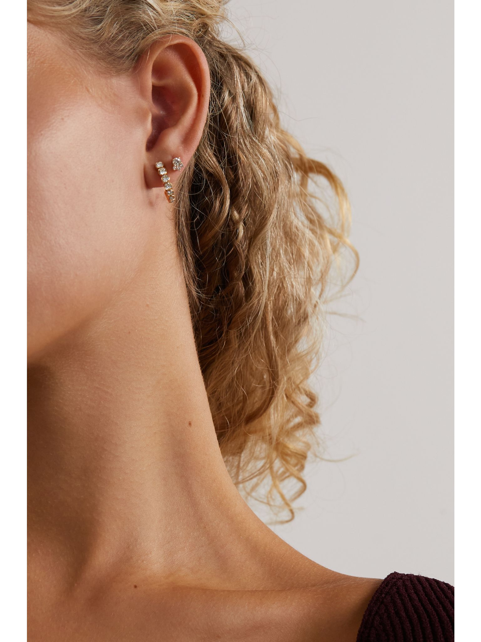 Boucle Ensemble 18-karat gold diamond single hoop earring Gold - 6