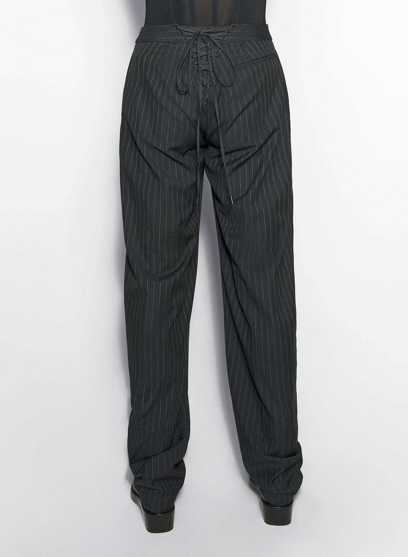 pinstripe laced up tailored trousers - 2