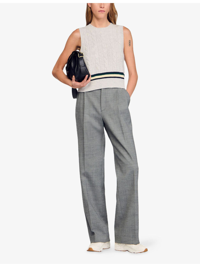 Sandro Straight-Leg High-Rise Stretch Wool-Blend Trousers outlook