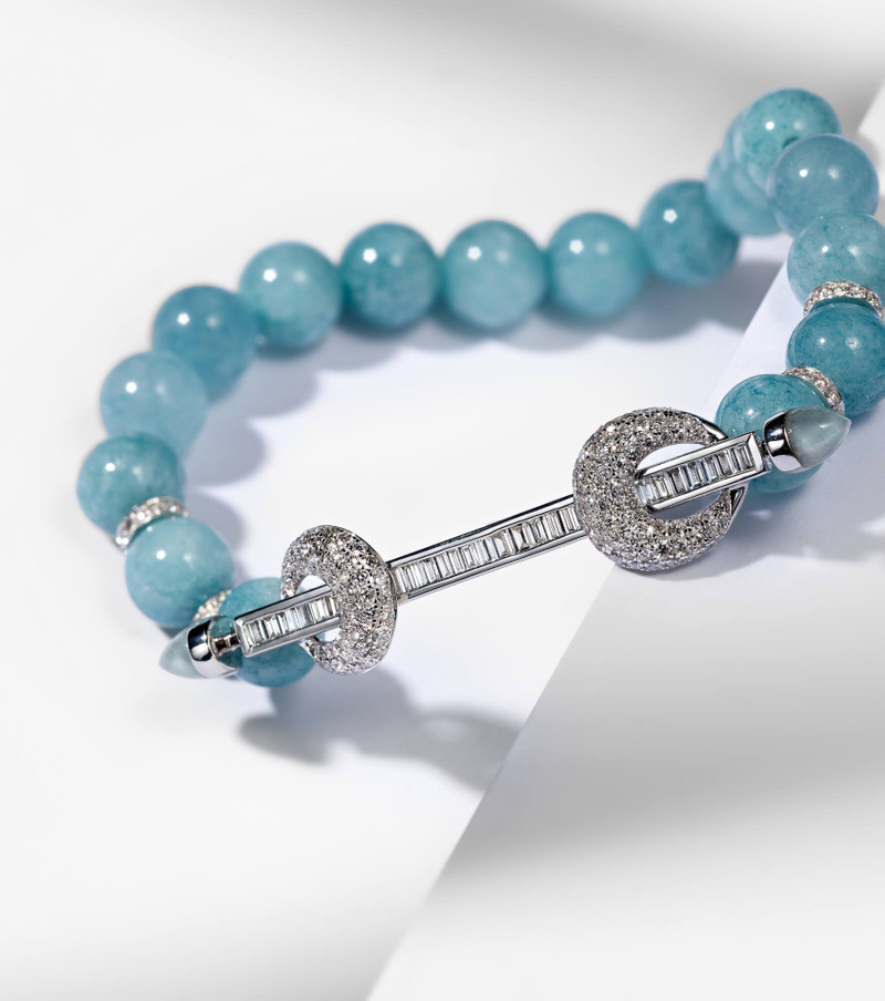 Chakra 18kt white gold bracelet with aquamarines and diamonds 5