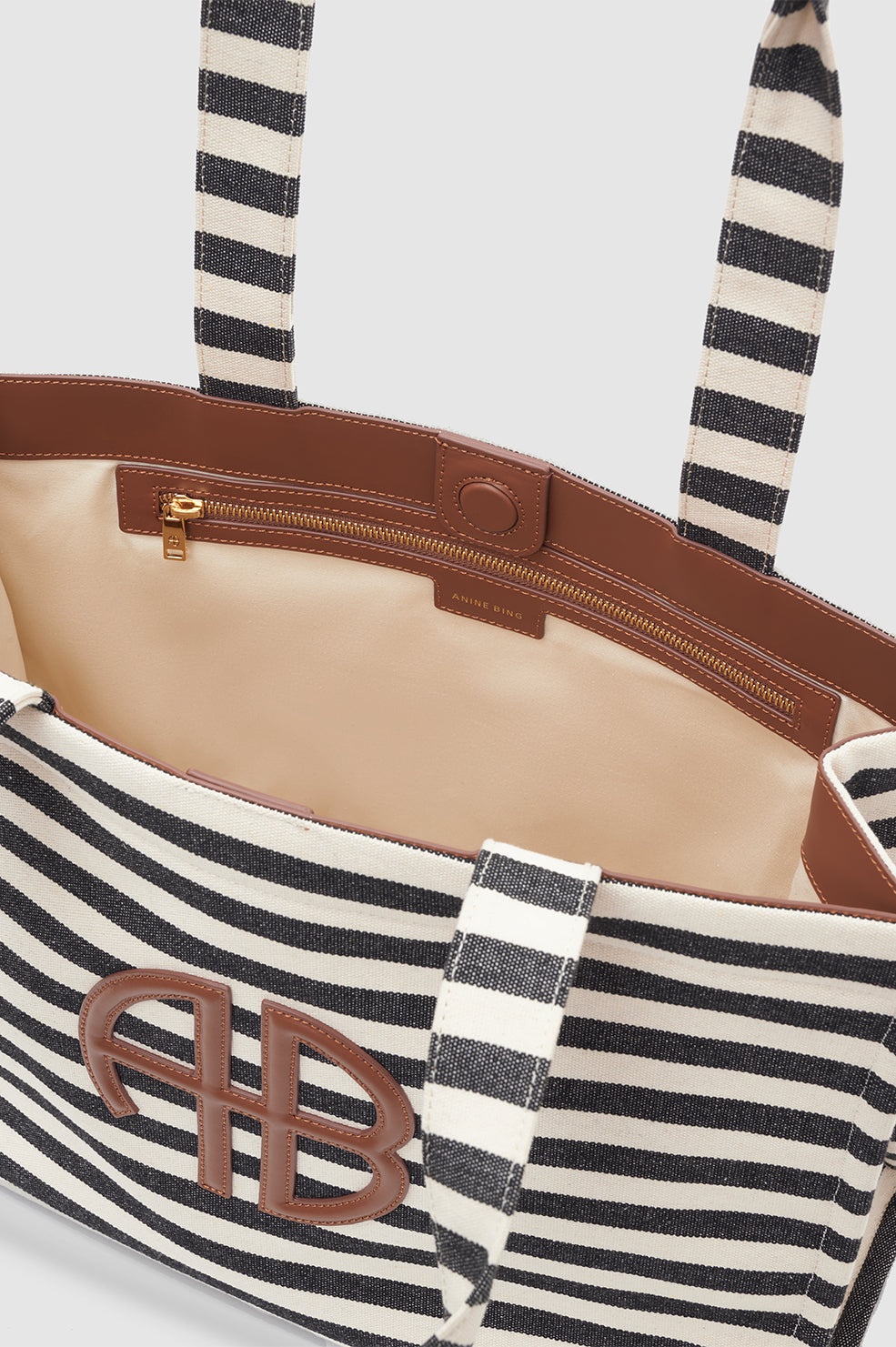 Lara Tote - Black And Natural Stripe - 4