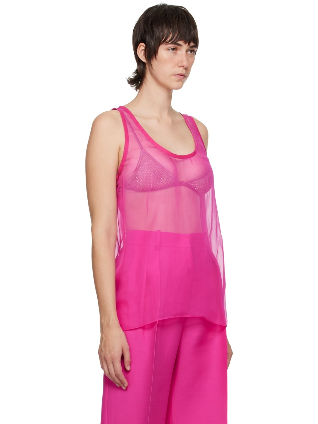 Pink Semi-Sheer Tank Top - 2