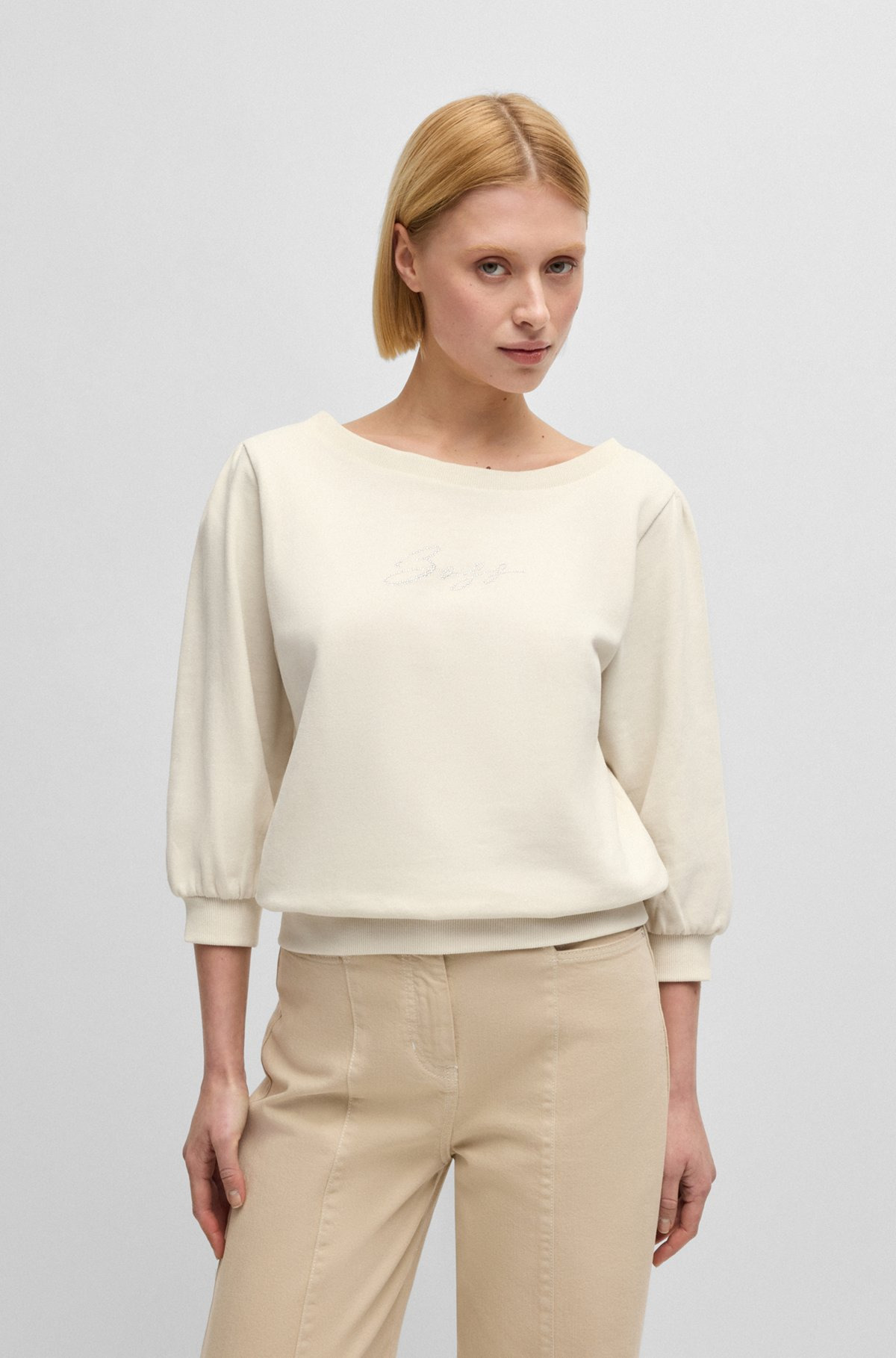 COTTON-TERRY SWEATSHIRT WITH CRYSTAL-TRIMMED LOGO - 2