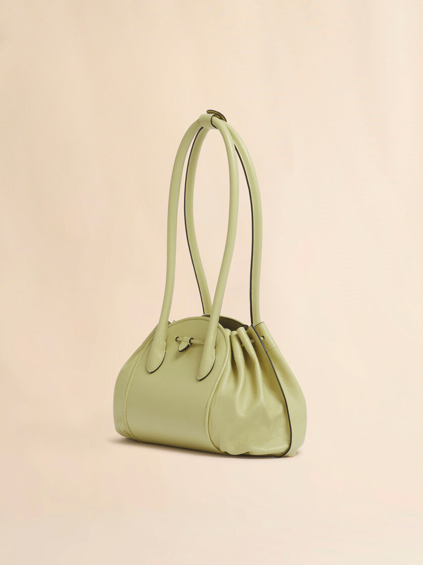 YELLOW LEATHER TULIPEA SHOULDER SHOPPER - 3