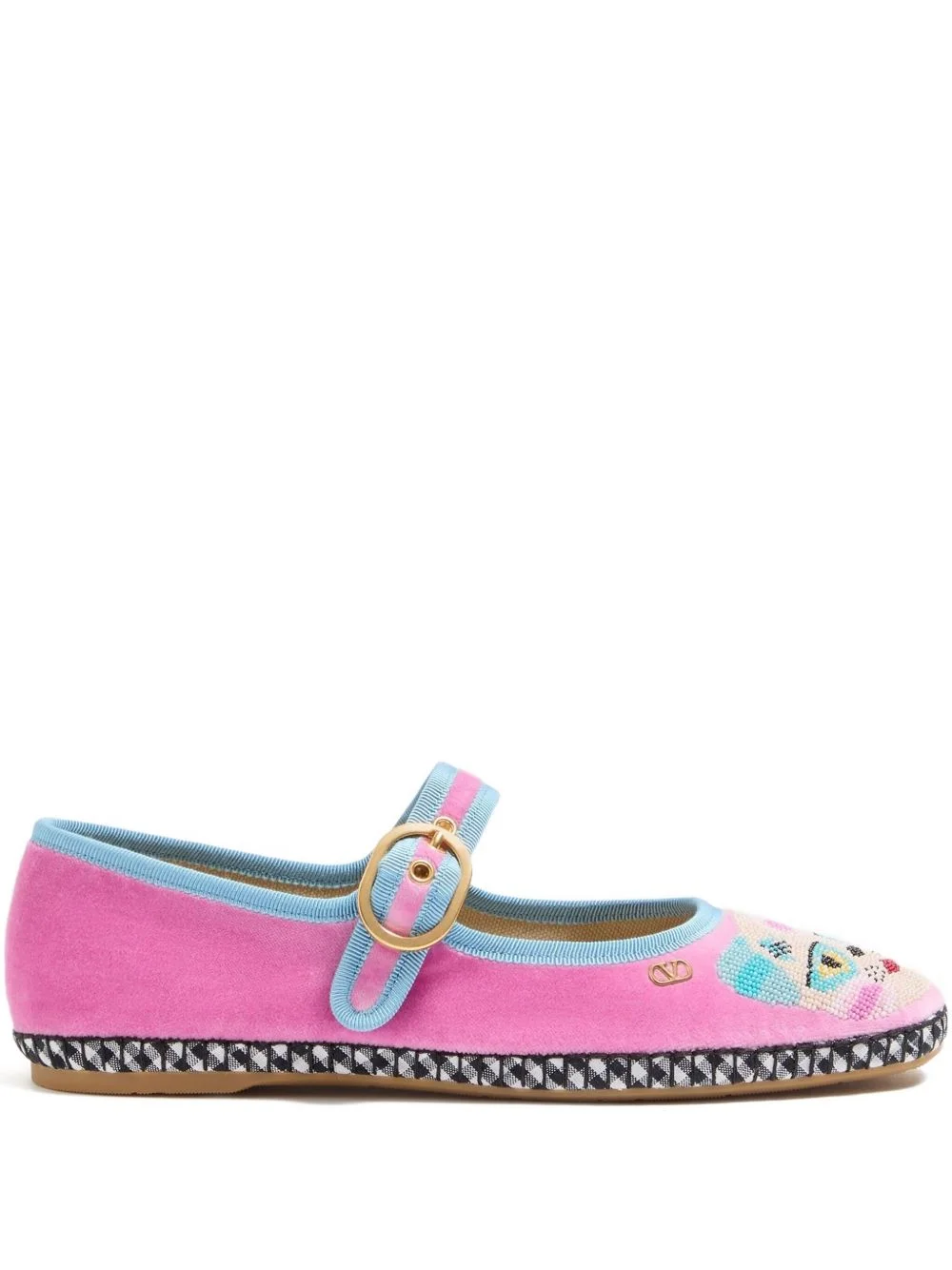Mary-Jane beaded-embroidery ballet flats - 1