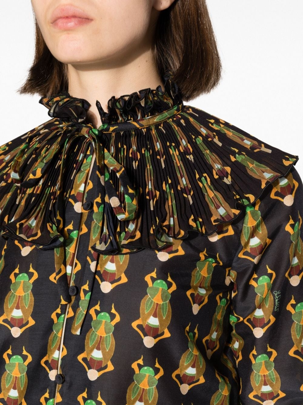 Nefertiti scarab-print habotai blouse - 5