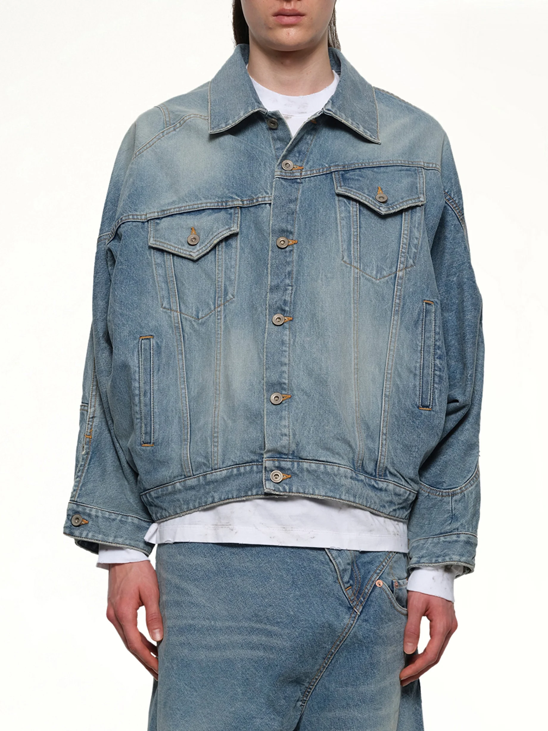 Distorted Cutting Denim Jacket in Indigo - 1