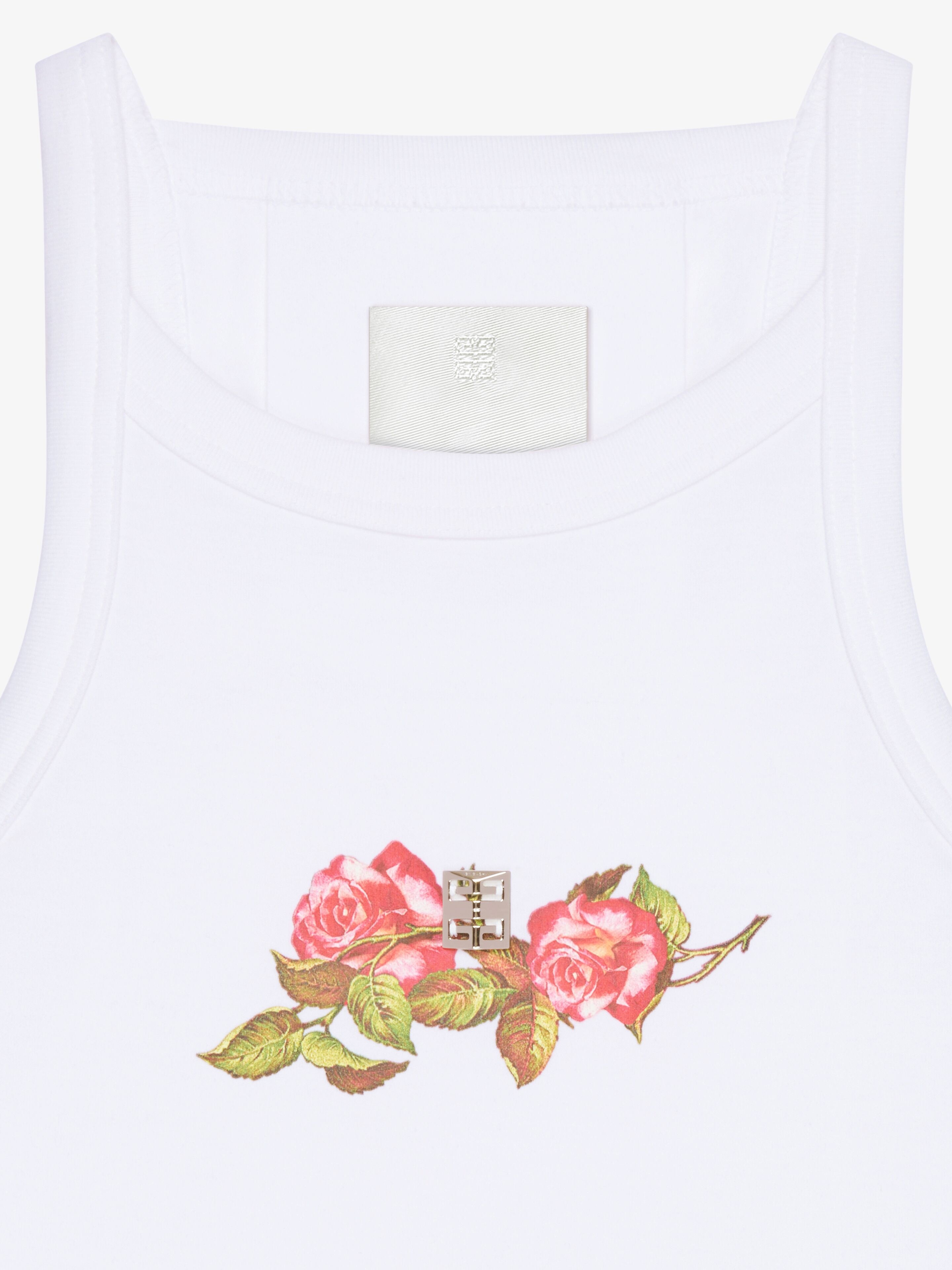 CROPPED TANK TOP IN COTTON WITH 4G AND ROSES PRINT - 5