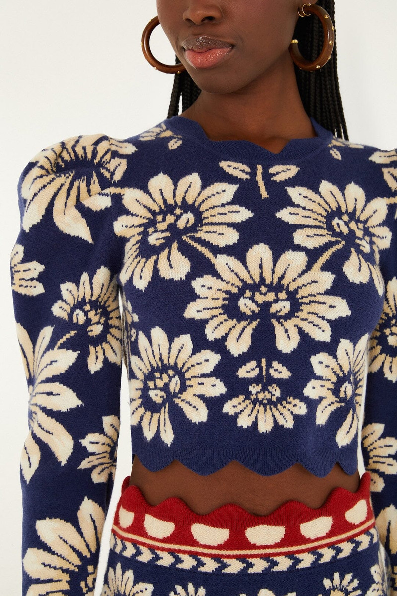 FARM RIO Blue Luna Puff Sleeve Knit Top outlook