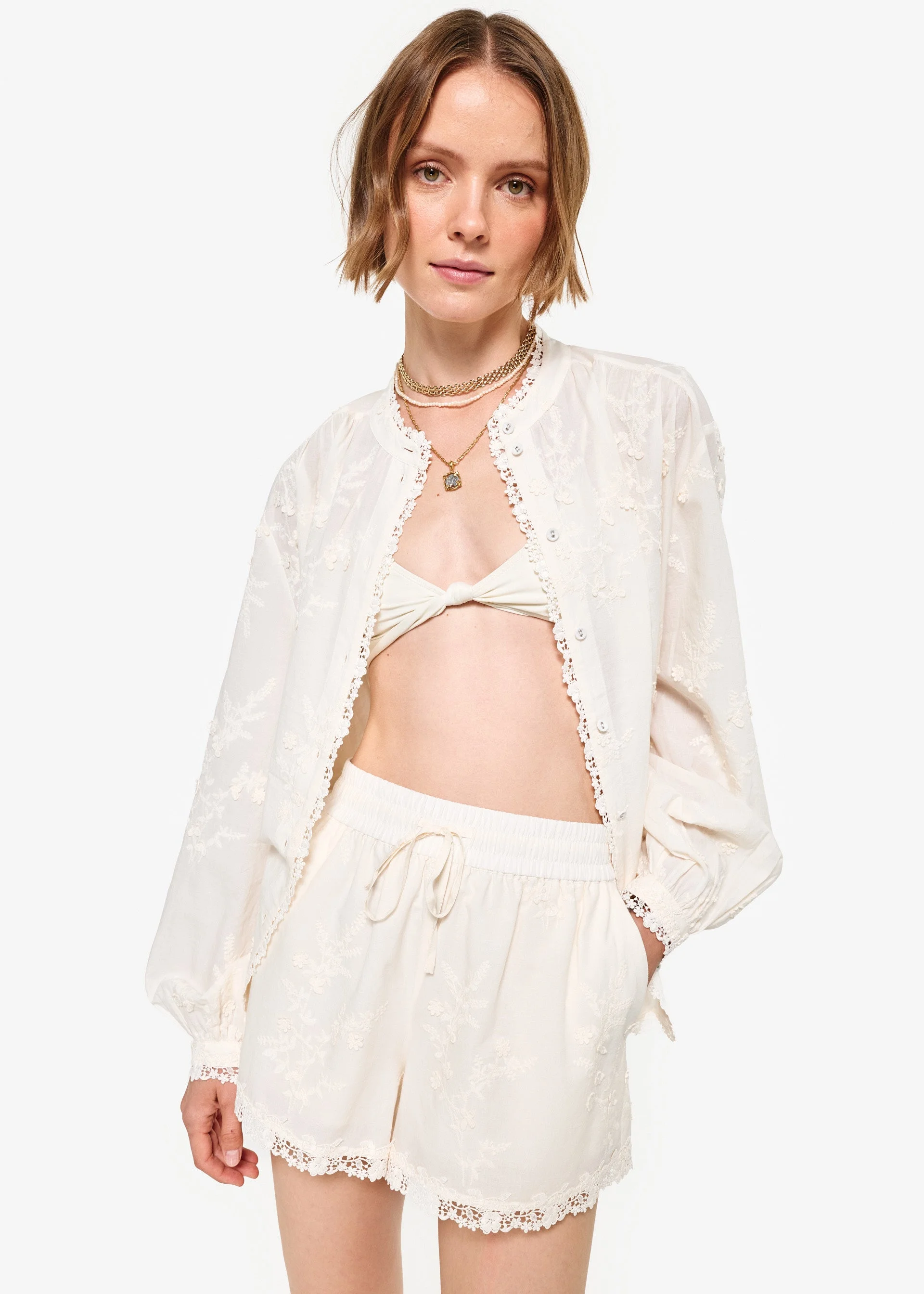 PALMYRA COTTON BLOUSE MACADAMIA - 1