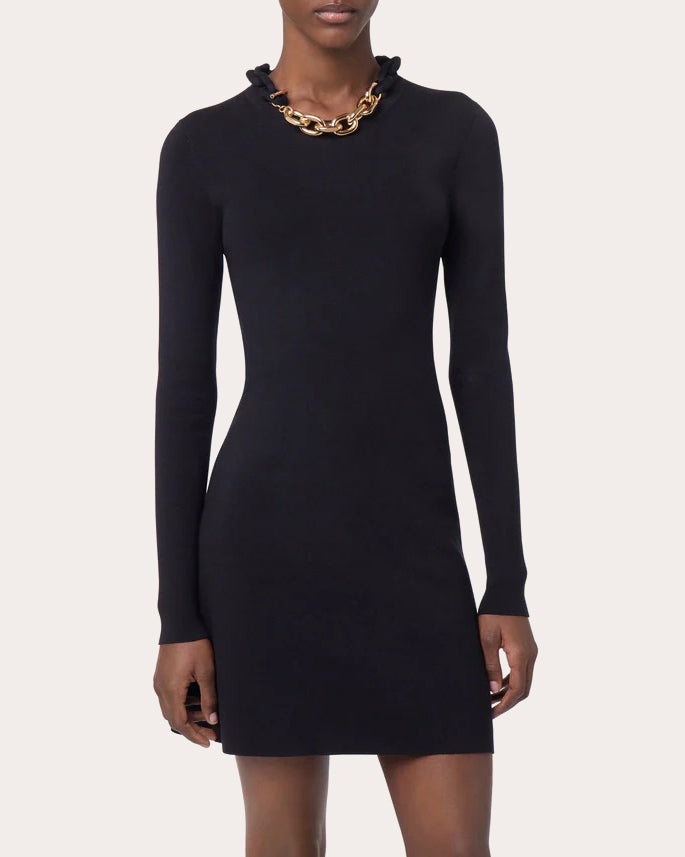 Chain Collar Knit Mini Dress - 4