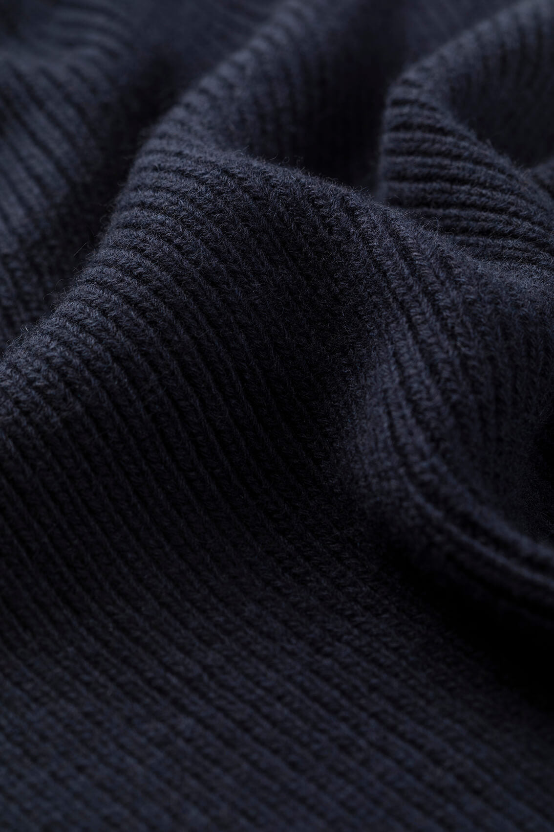 Ribbed Navy Cashmere Scarf - 2