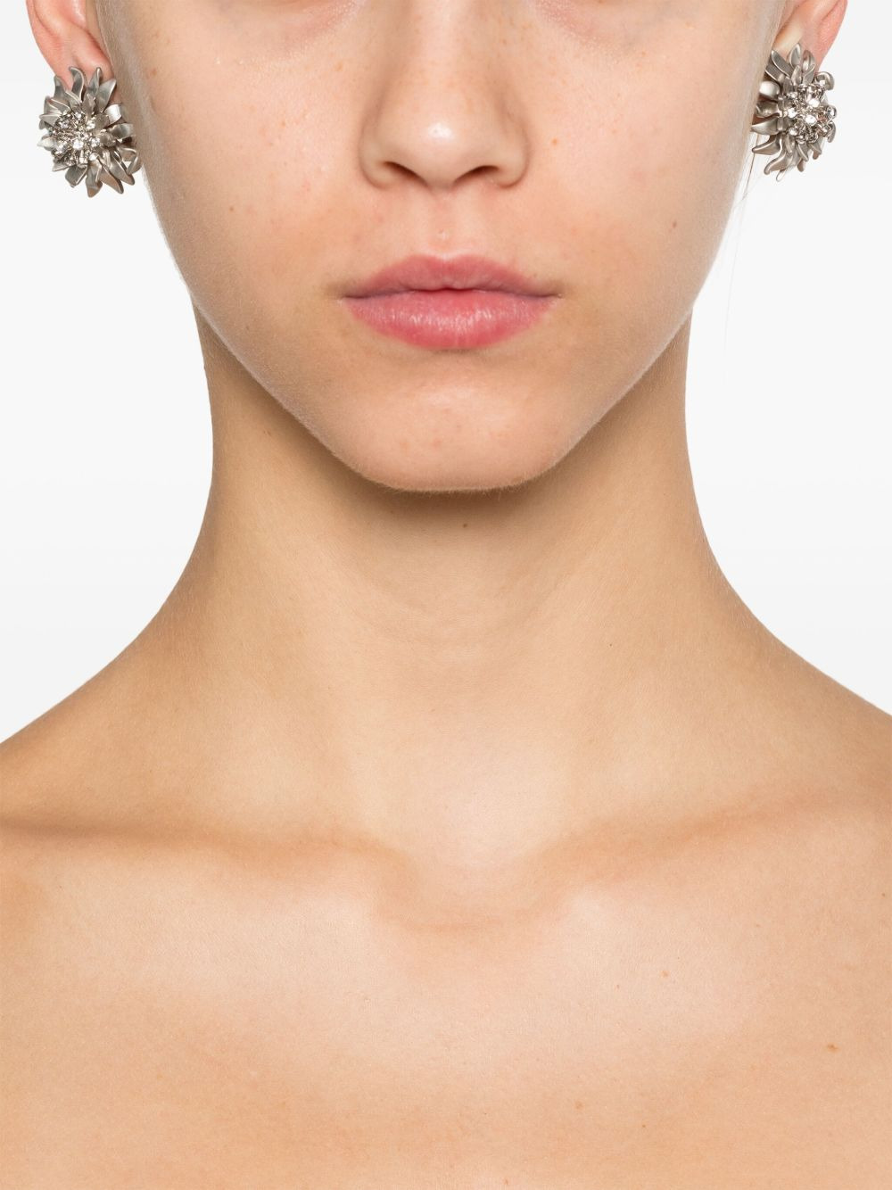 floral-motif clip-on earrings - 2