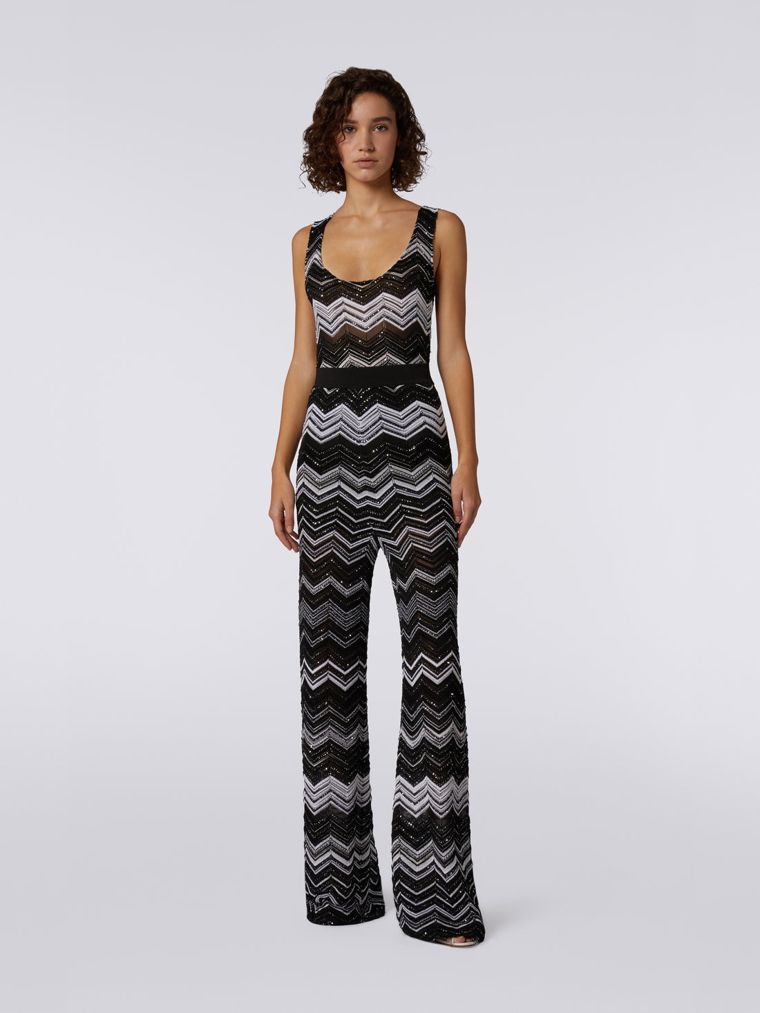 Viscose chevron trousers with sequins - 2