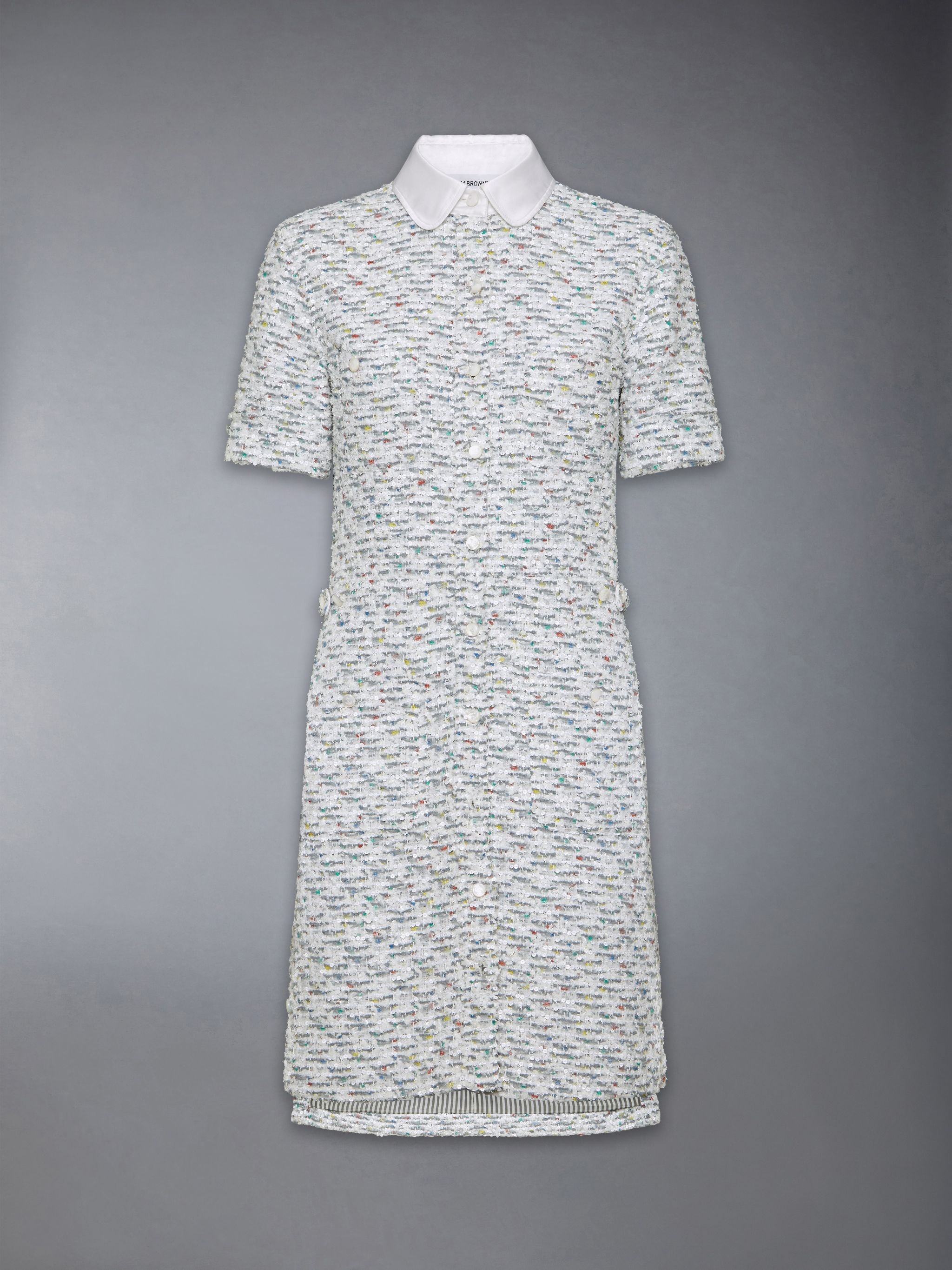 Sequin Tweed Patch Pocket Dress - 7