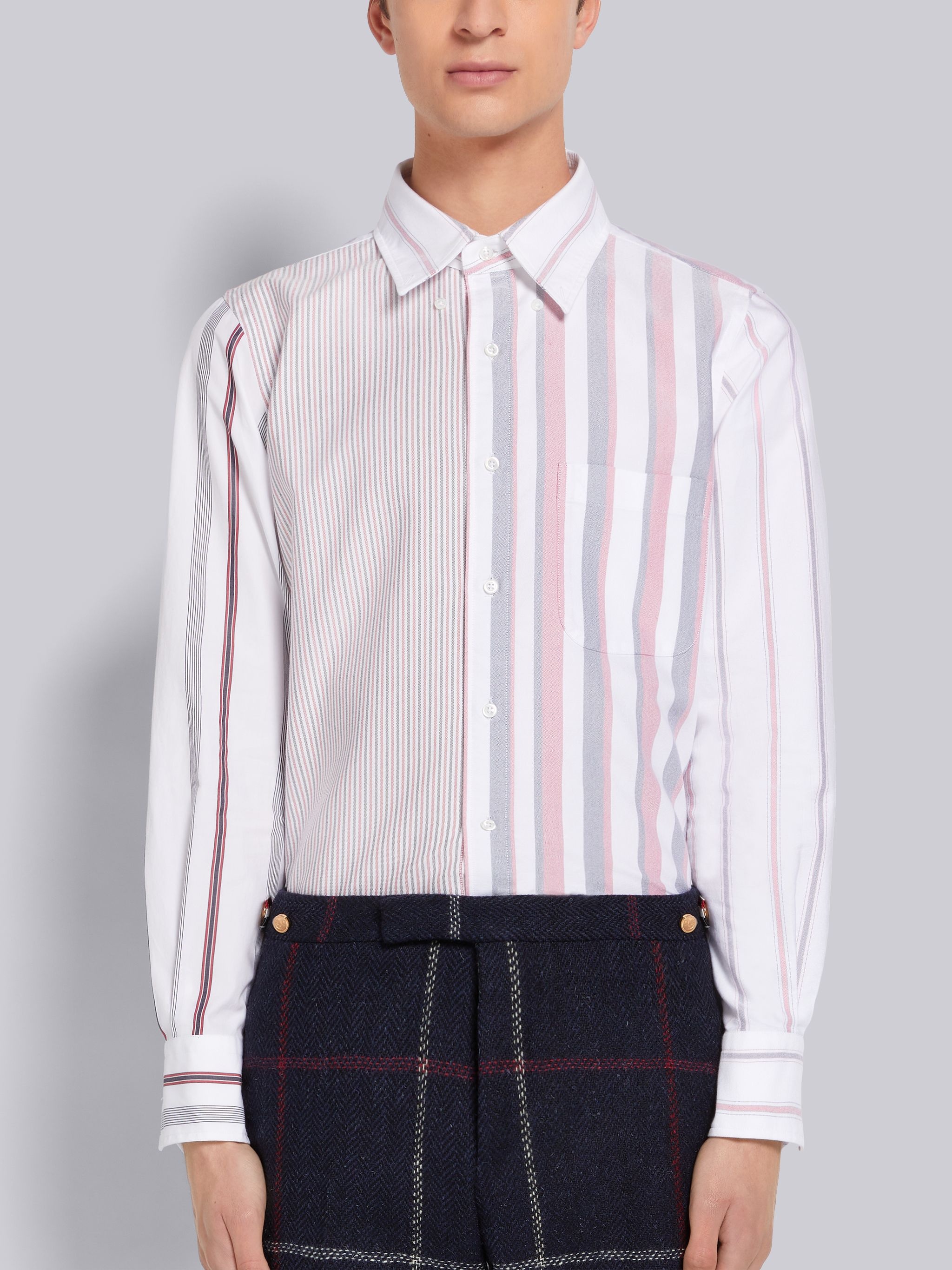 Multicolor Fun-Mix Striped Oxford Straight Fit Shirt - 1