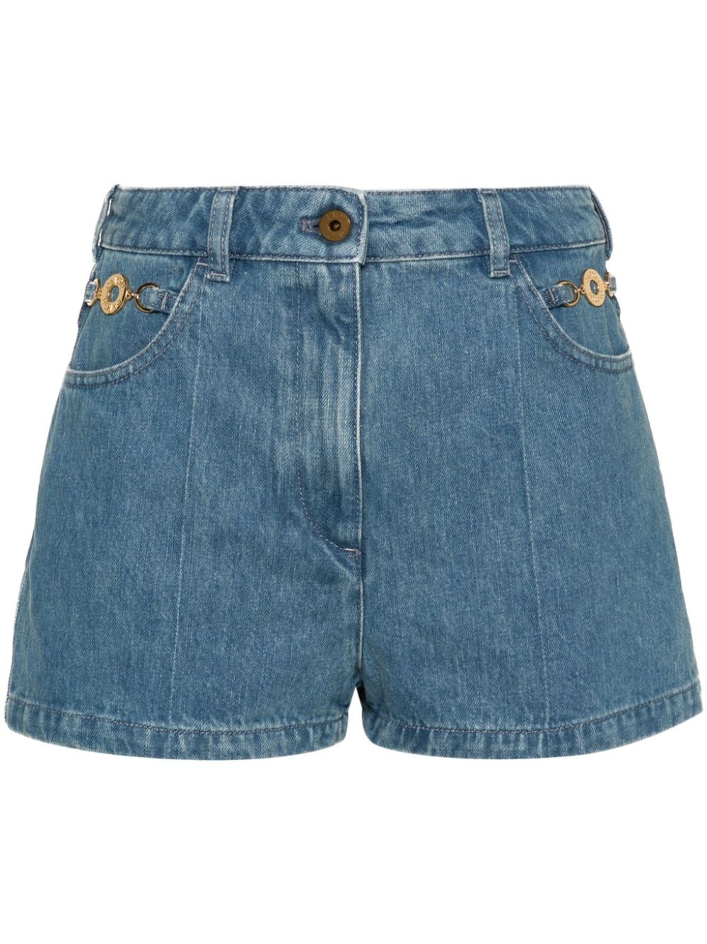 logo-embroidered denim shorts - 1