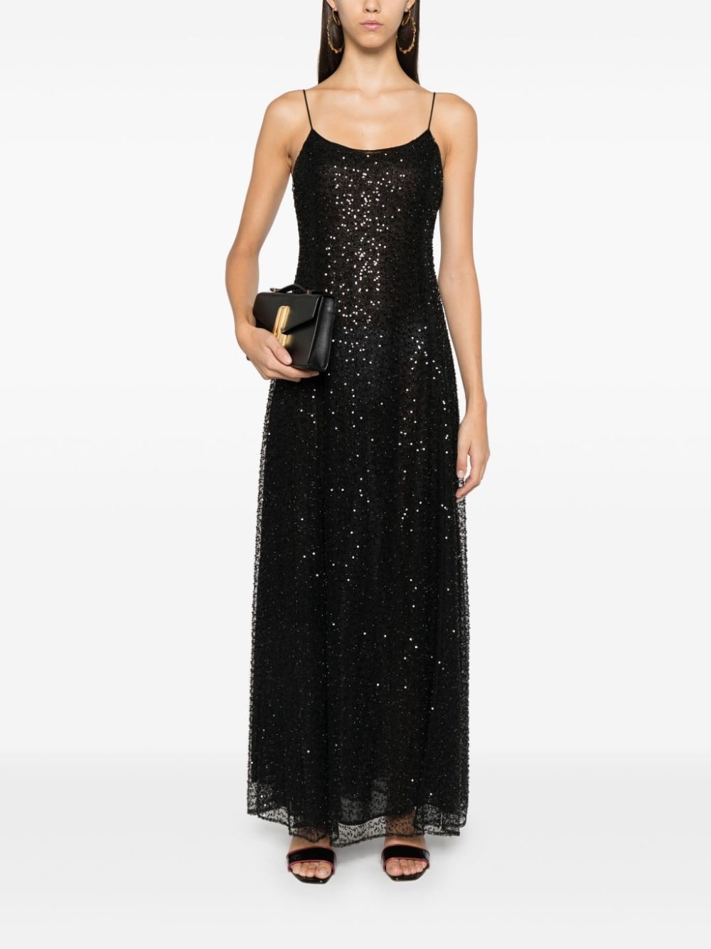 jet-embroidery sequin maxi dress - 2