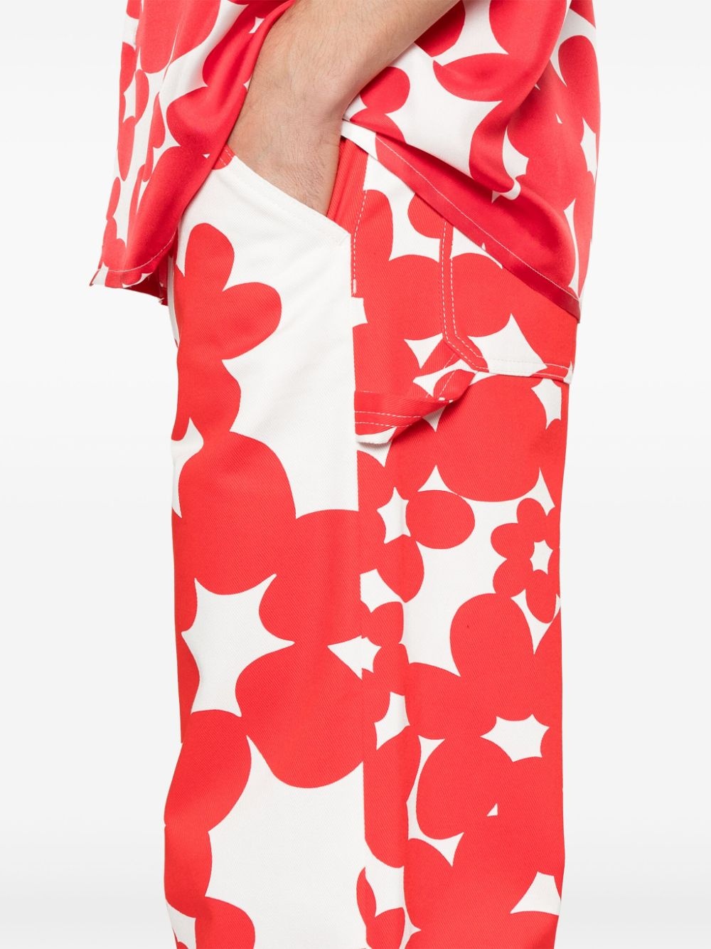 floral-print gabardine trousers - 5