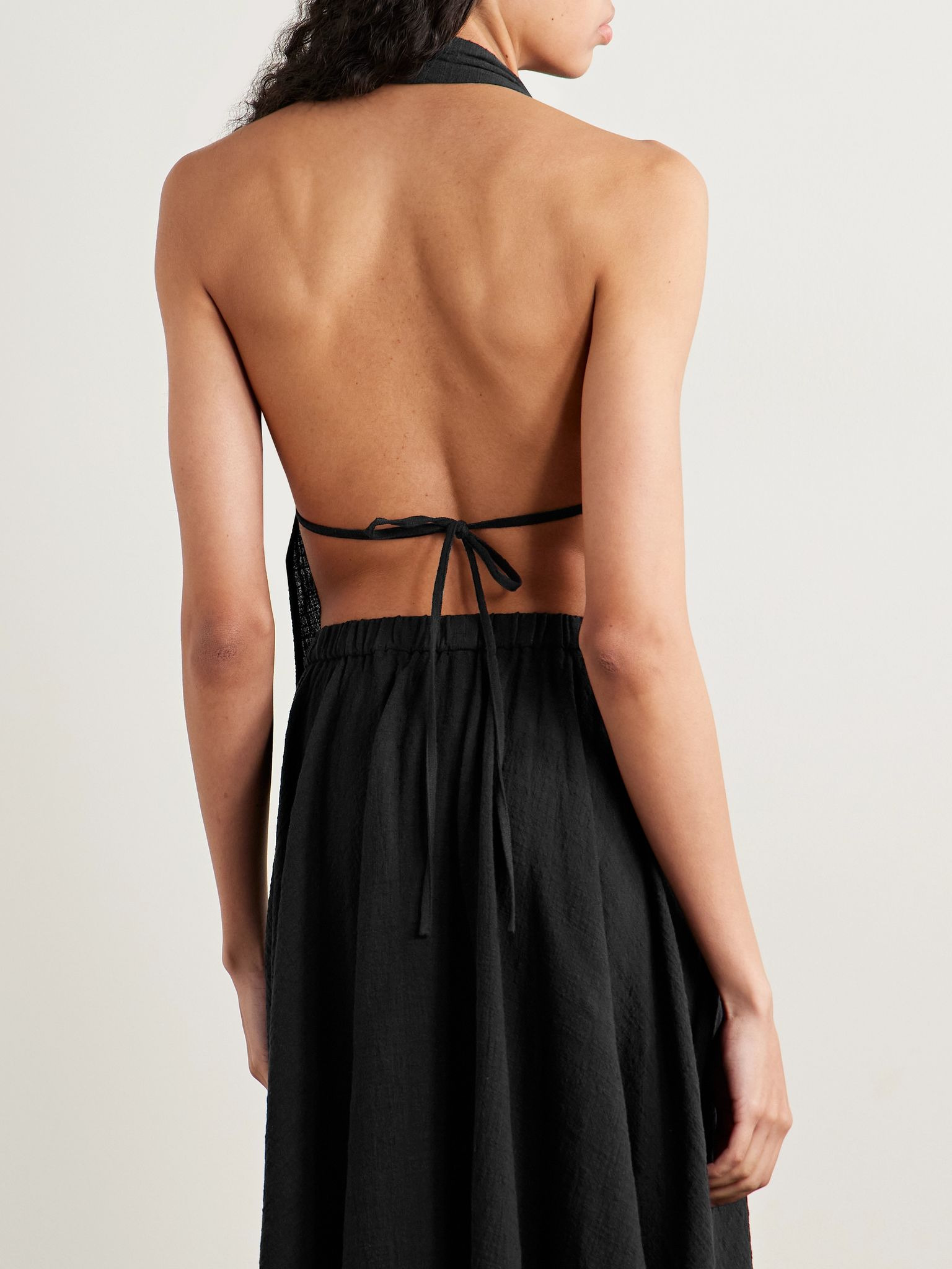 Flores cotton-gauze halterneck top Black - 3