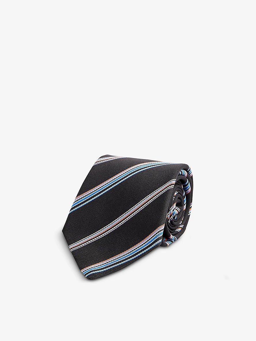 Striped wide-blade silk tie - 1