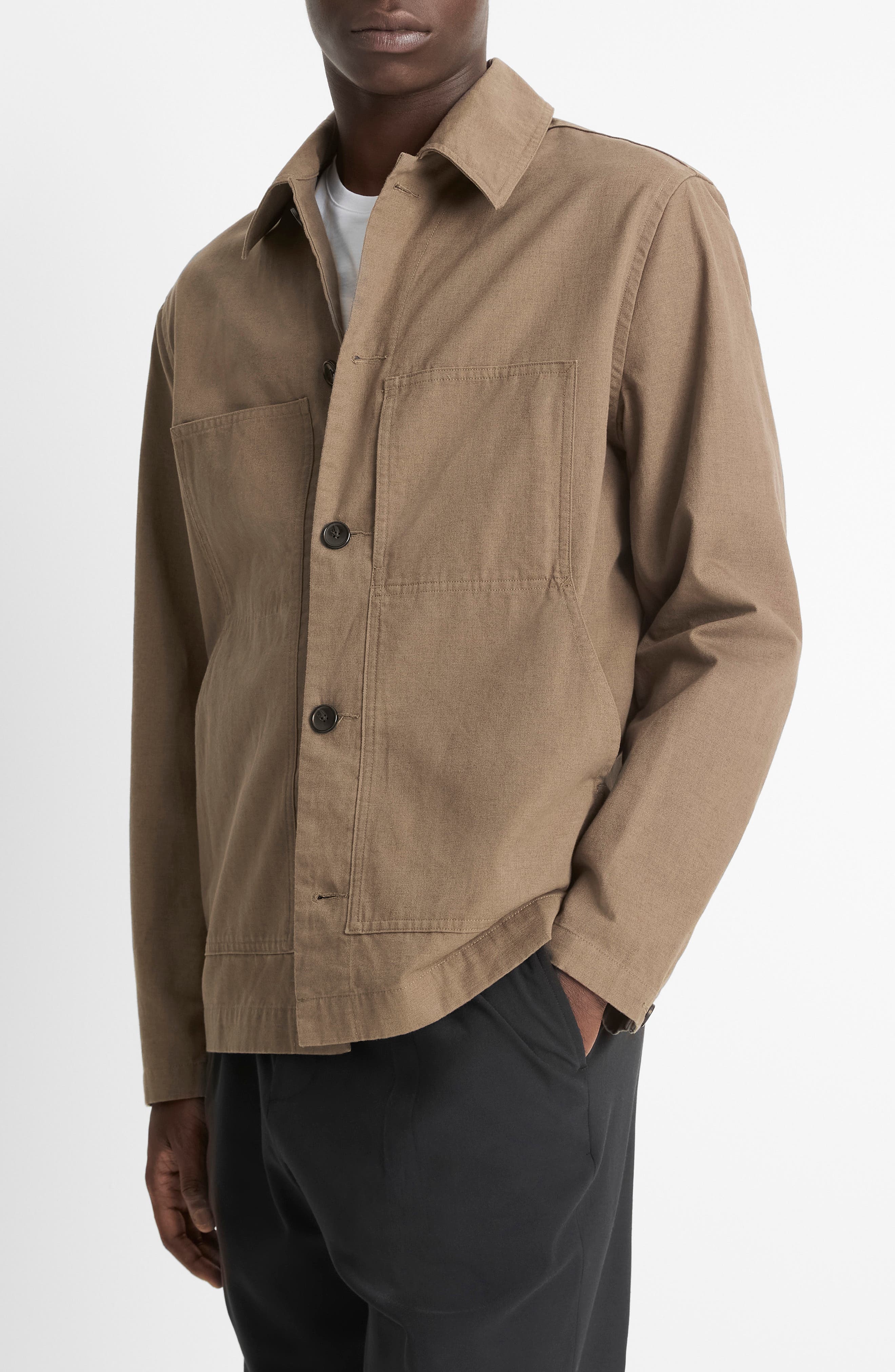 Vince Cotton & Linen Chore Jacket in Shroom at Nordstrom - 3