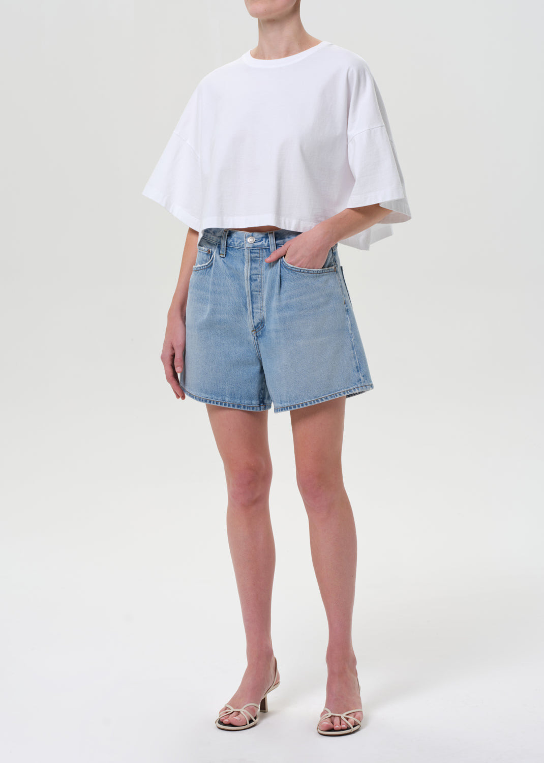 ARLI OVERSIZED CROPPED TEE IN WHITE - 5