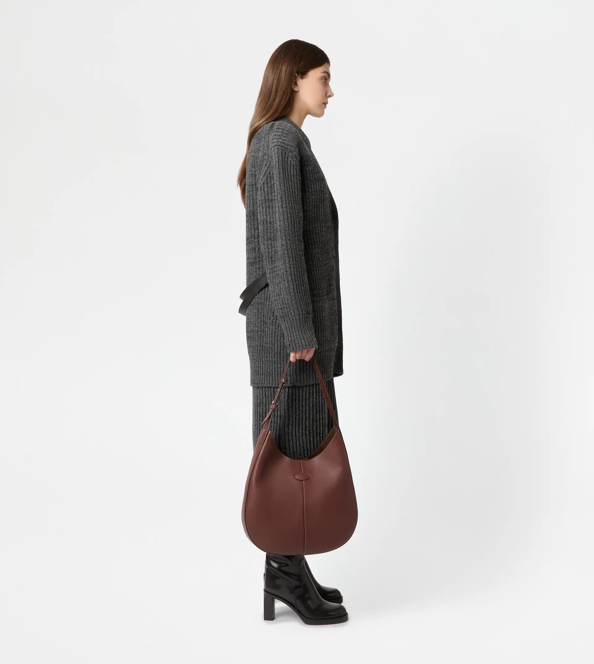 TOD'S DI BAG HOBO IN LEATHER SMALL - BROWN - 3