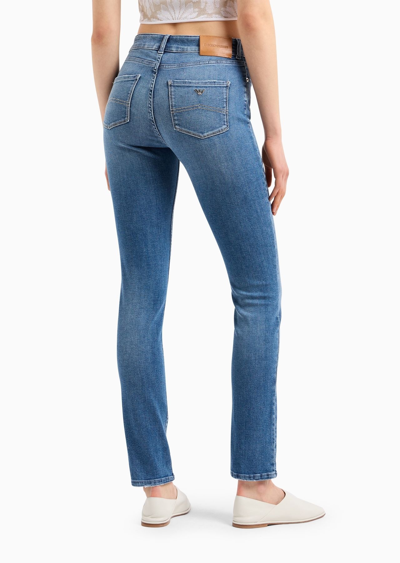 J18 High-rise, skinny-leg jeans in a worn-look denim - 3