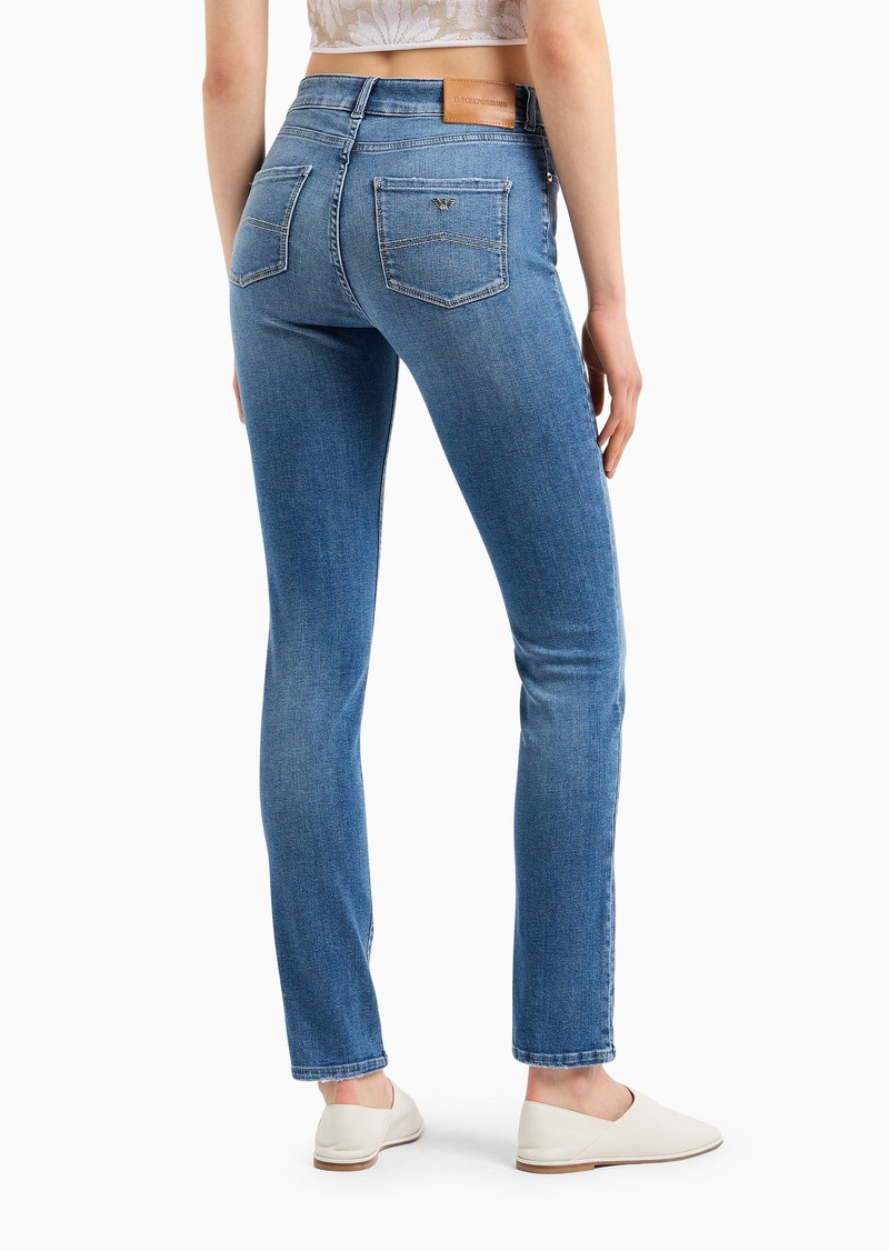 J18 High-rise, skinny-leg jeans in a worn-look denim 3