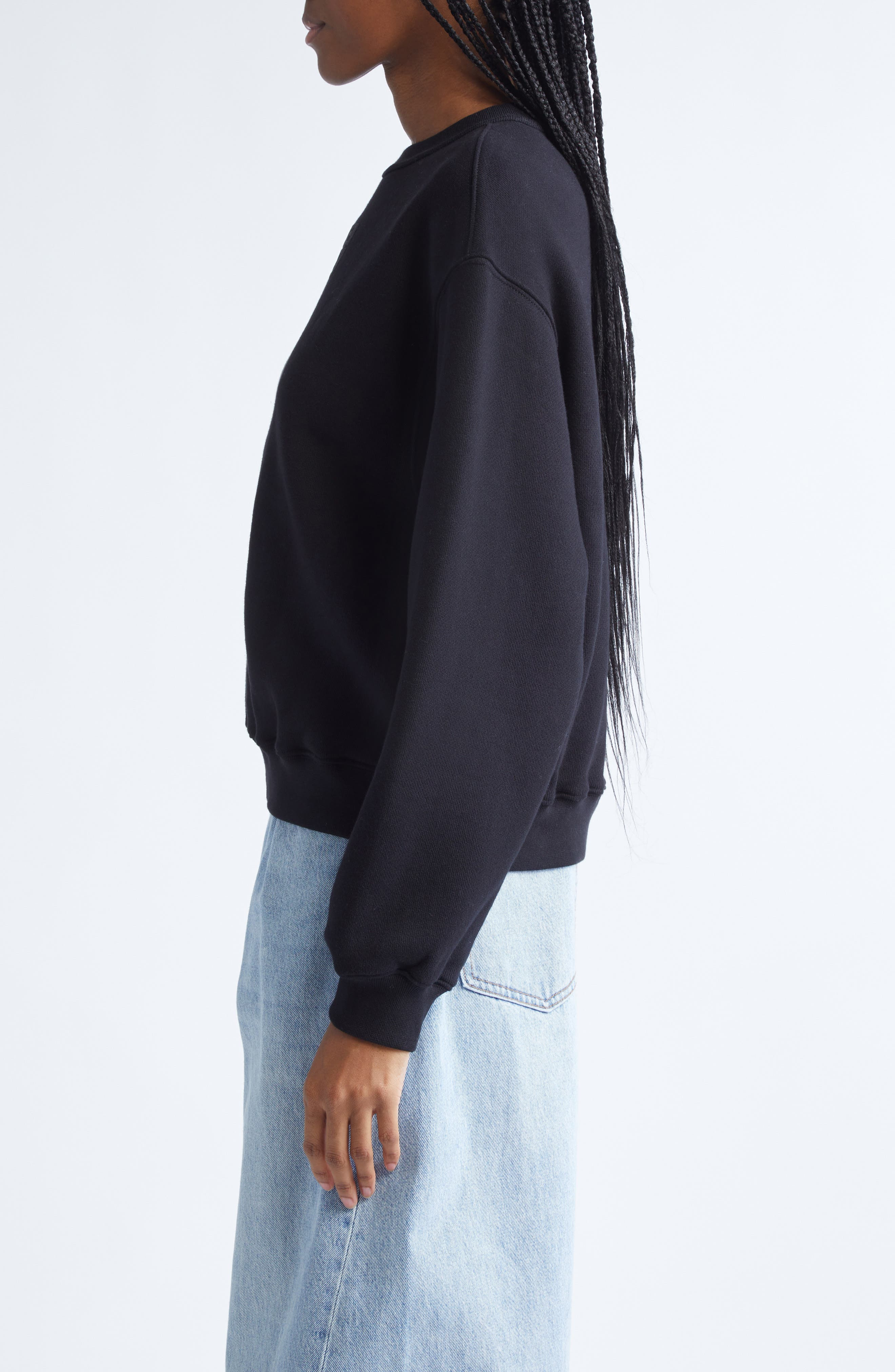 Alexander Wang Stacked Logo Cotton Terry Sweatshirt in Black at Nordstrom - 3